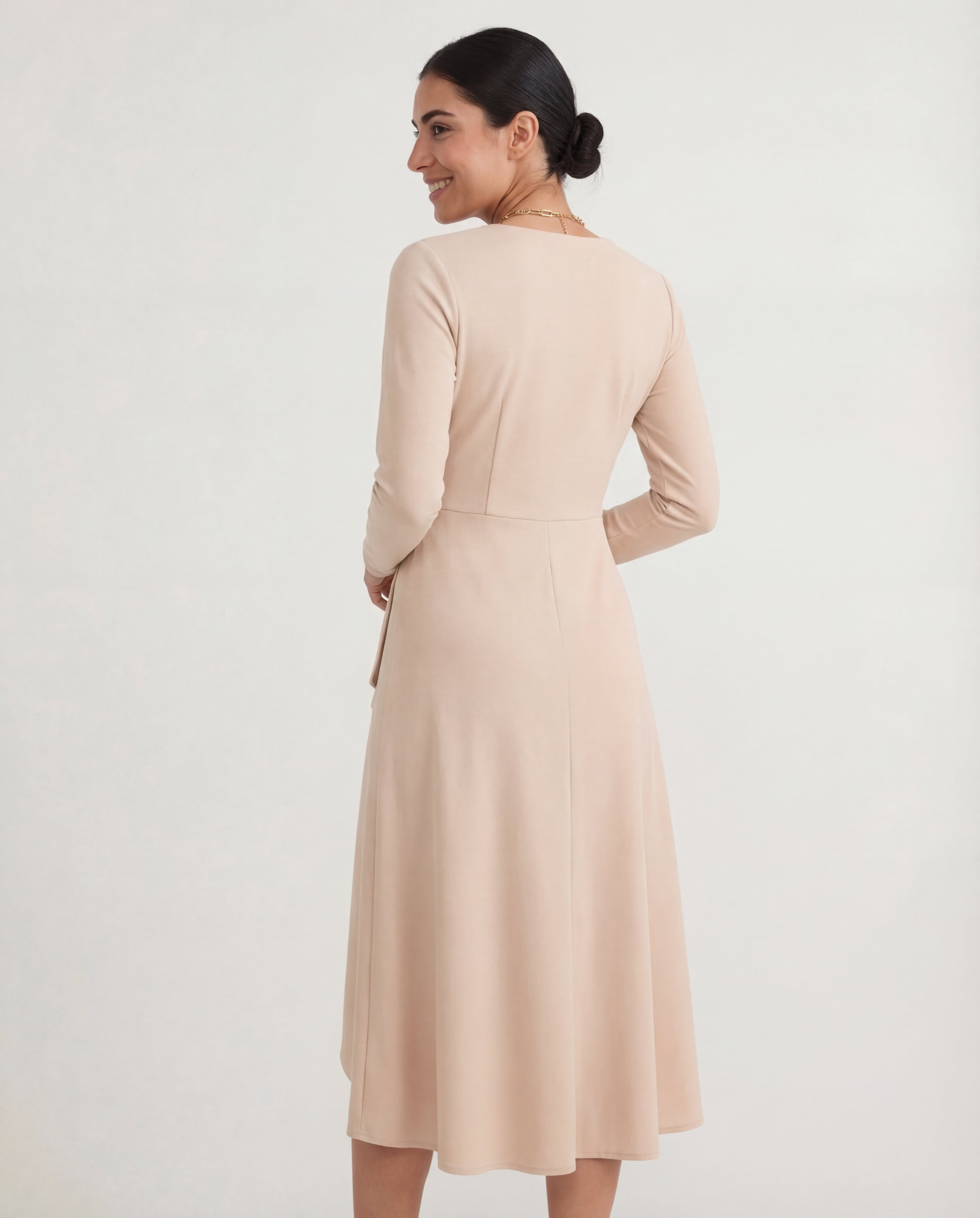 Women's Asymmetric Midi Dress V-Neckline Empire Waist All Seasons