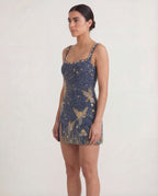 Women's Shimmer Mini Dress Sleeveless Fitted Body-Hugging Evening Party