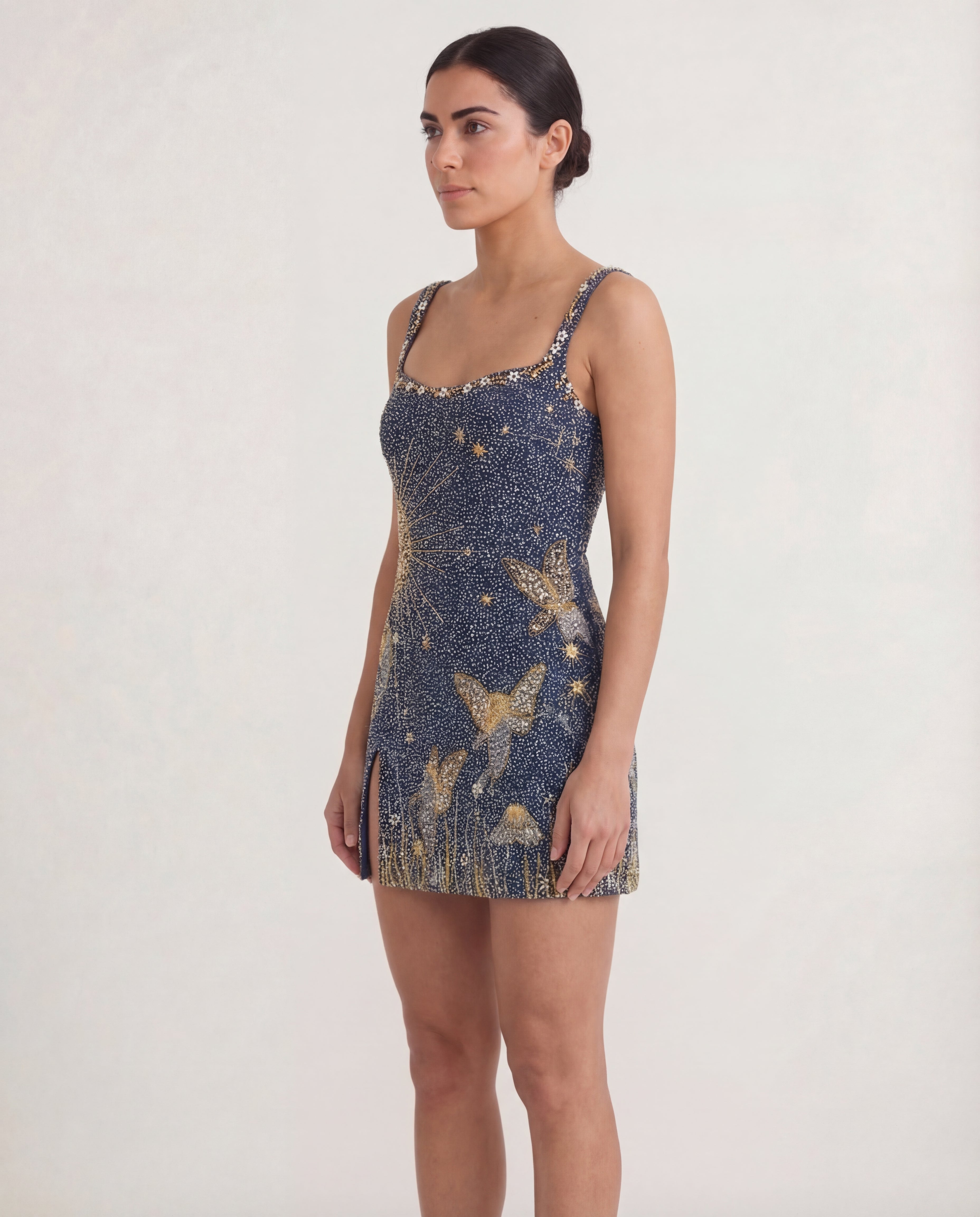 Women's Shimmer Mini Dress Sleeveless Fitted Body-Hugging Evening Party