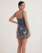 Women's Shimmer Mini Dress Sleeveless Fitted Body-Hugging Evening Party