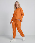 Women's Cotton Elastane Lounge Set Casual Jersey Elastic Waist Comfortable