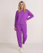 Women's Cotton Elastane Lounge Set Casual Jersey Elastic Waist Comfortable