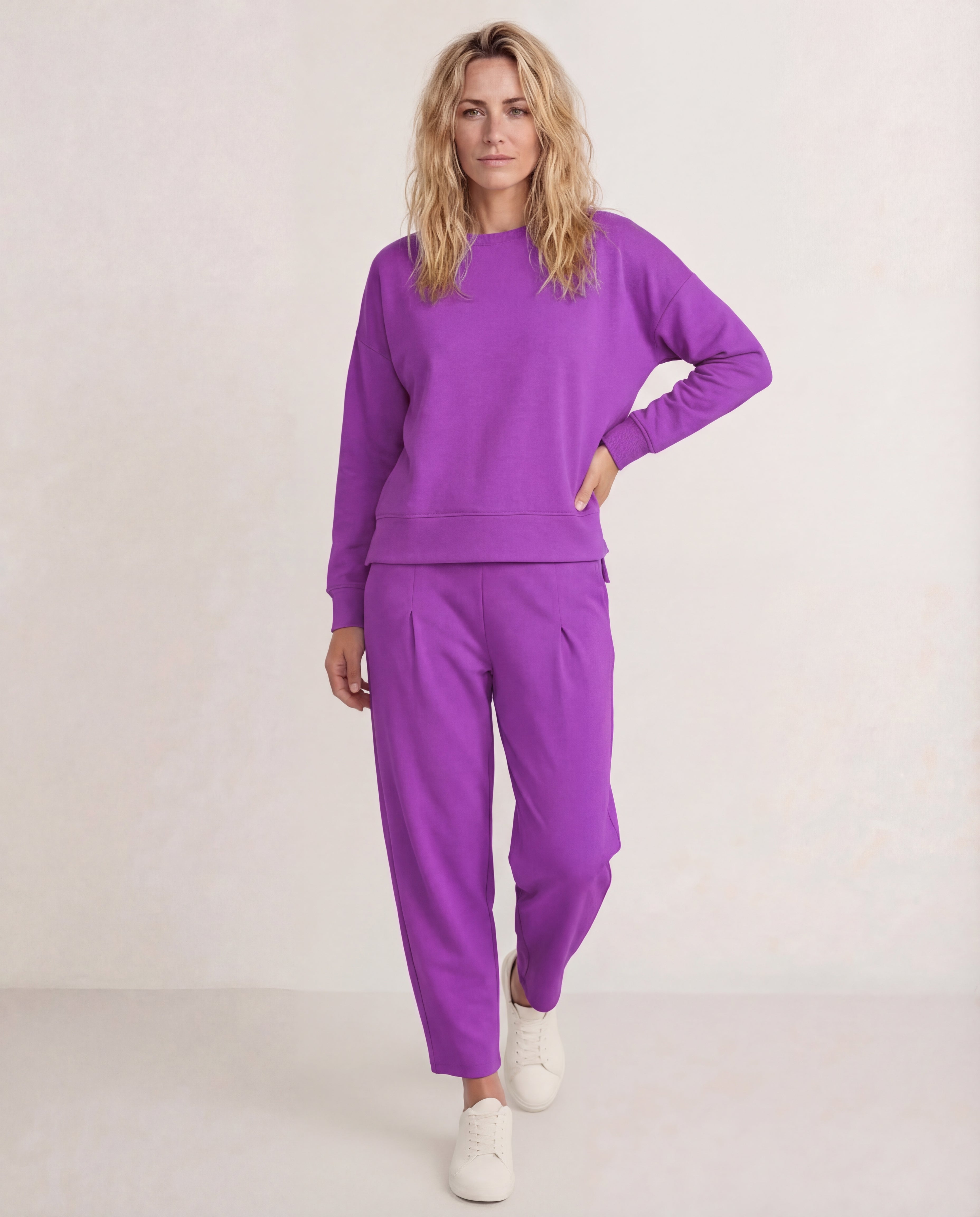 Women's Cotton Elastane Lounge Set Casual Jersey Elastic Waist Comfortable