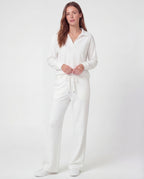Women's Cotton Tracksuit Polo Collar Wide-Leg Drawstring Relaxed Fit