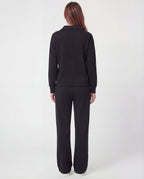 Women's Cotton Tracksuit Polo Collar Wide-Leg Drawstring Relaxed Fit