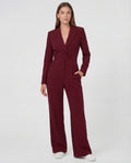 Women's Blazer Jumpsuit V-Neck Wide-Leg Tailored Technical Fabric One-Piece