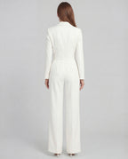 Women's Blazer Jumpsuit V-Neck Wide-Leg Tailored Technical Fabric One-Piece