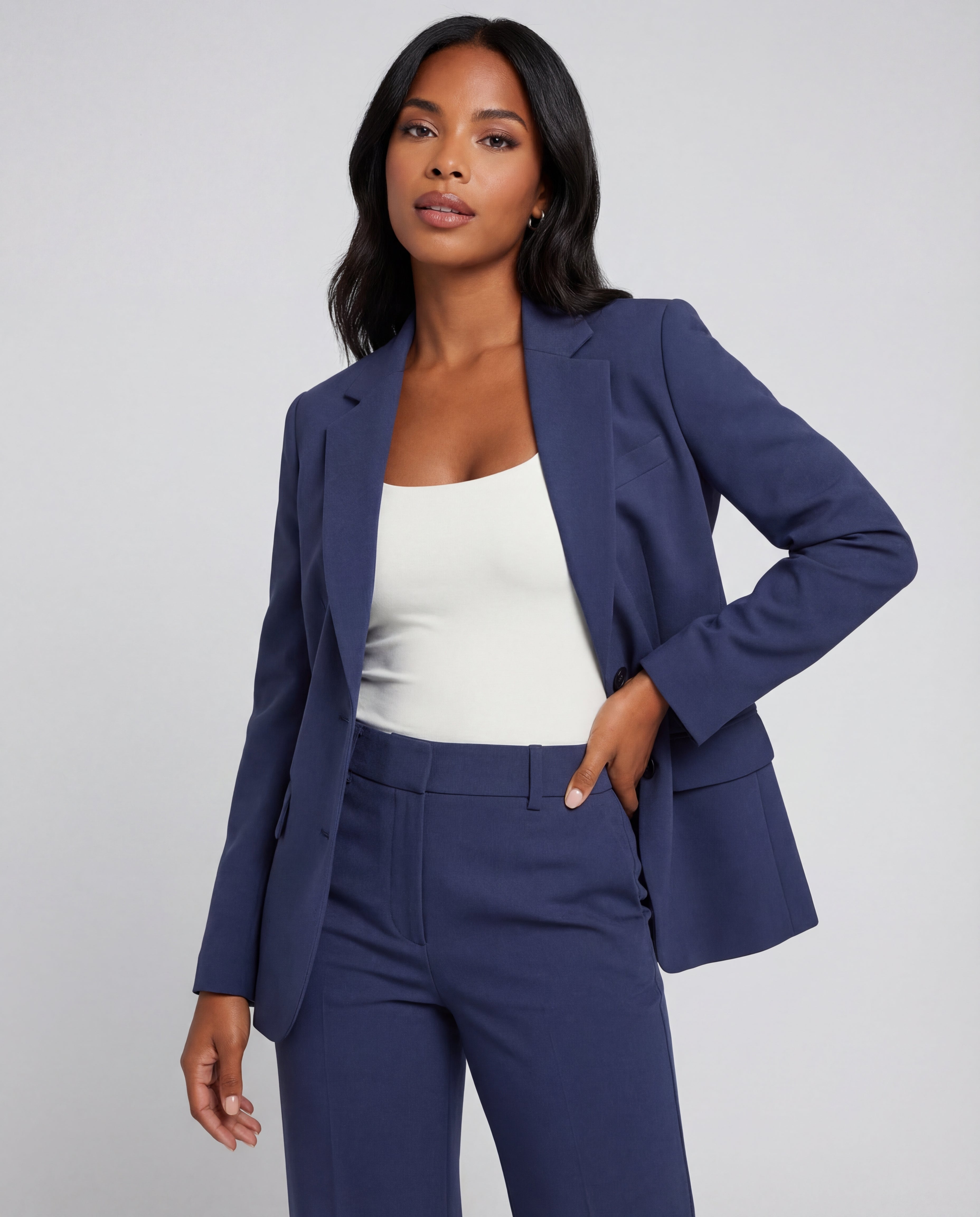 Women's Two-Piece Suit Set Tailored Blazer Matching Trousers Regular Fit