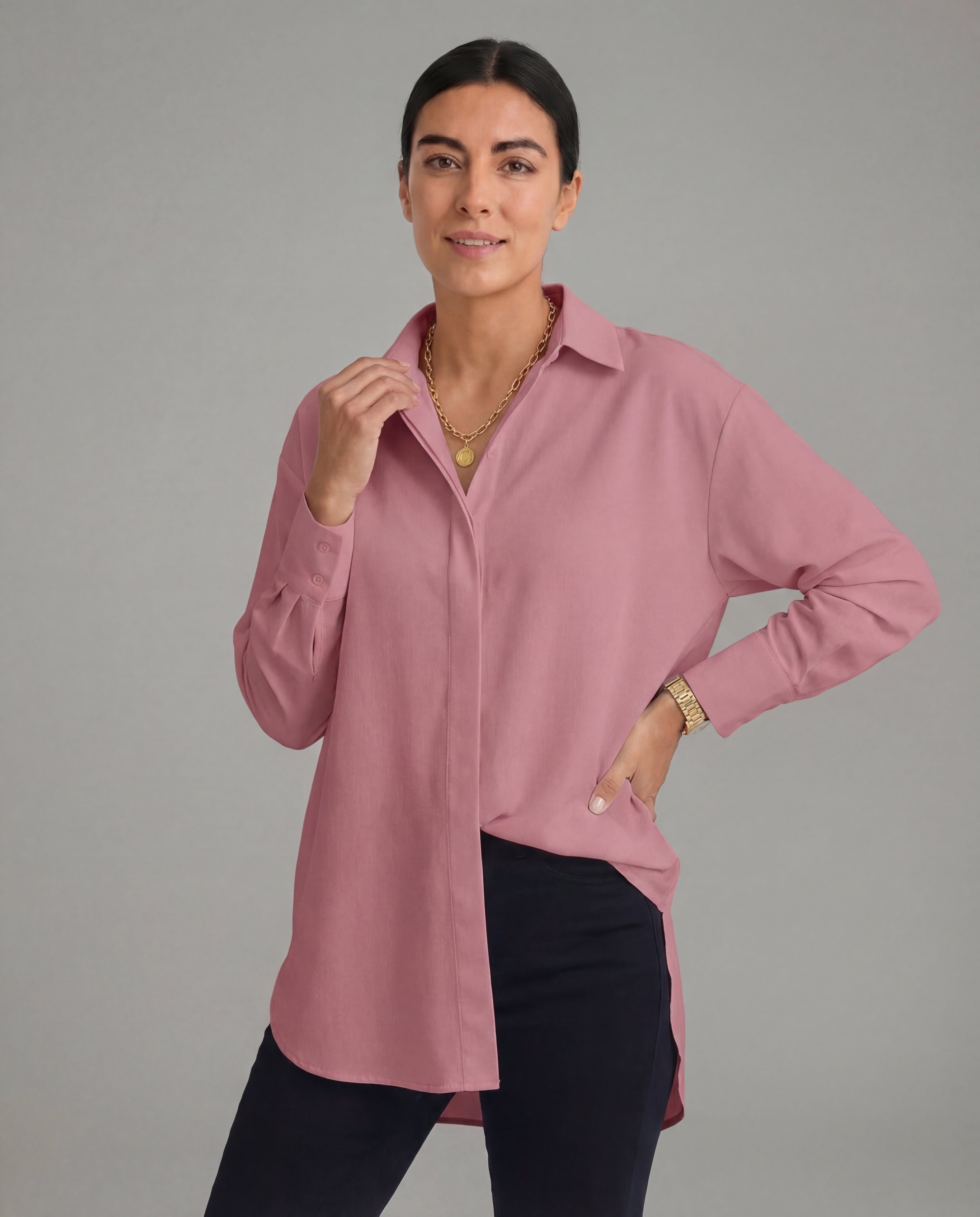 Women's Oversized Cotton Shirt Classic Collar Relaxed Fit Everyday