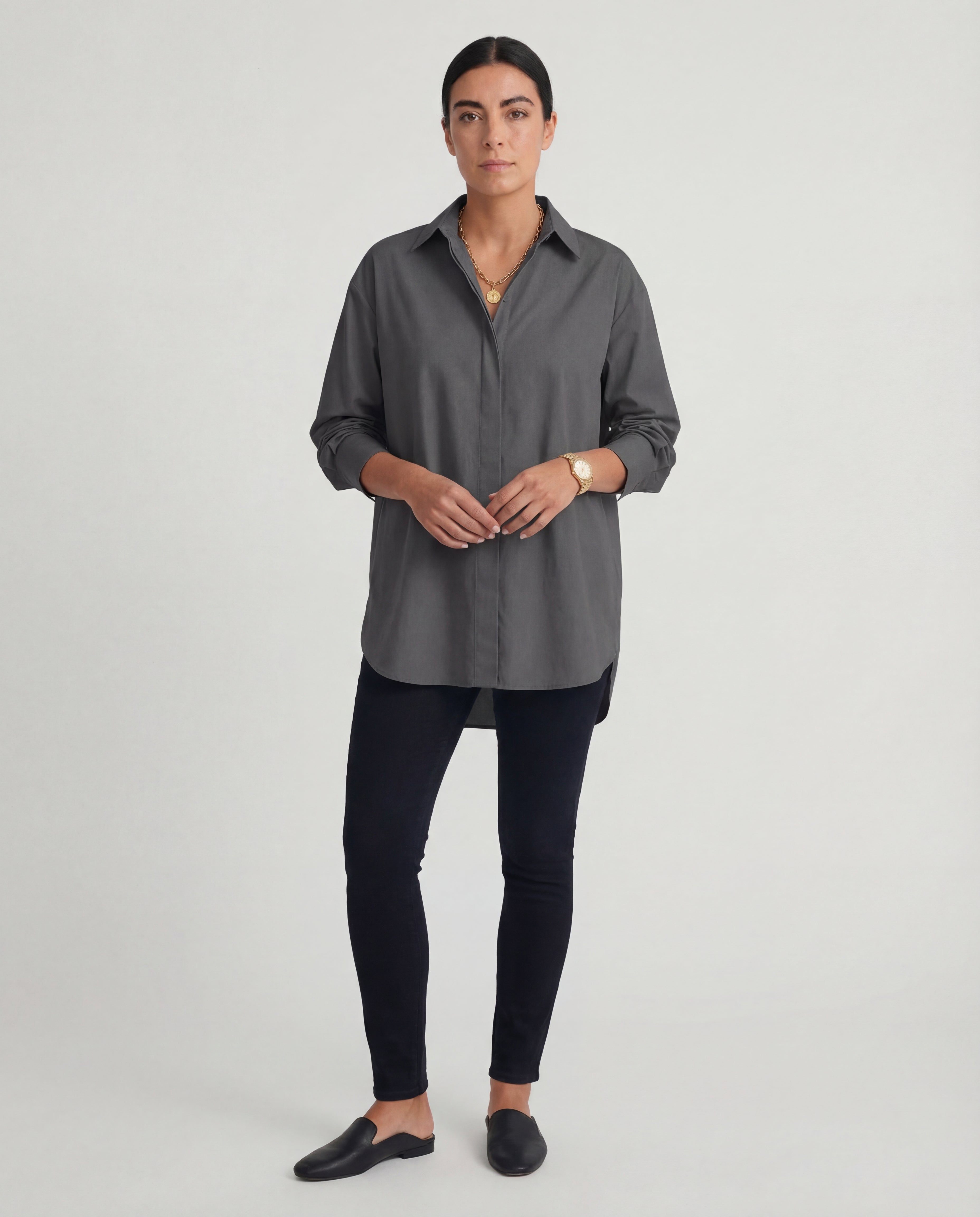 Women's Oversized Cotton Shirt Classic Collar Relaxed Fit Everyday