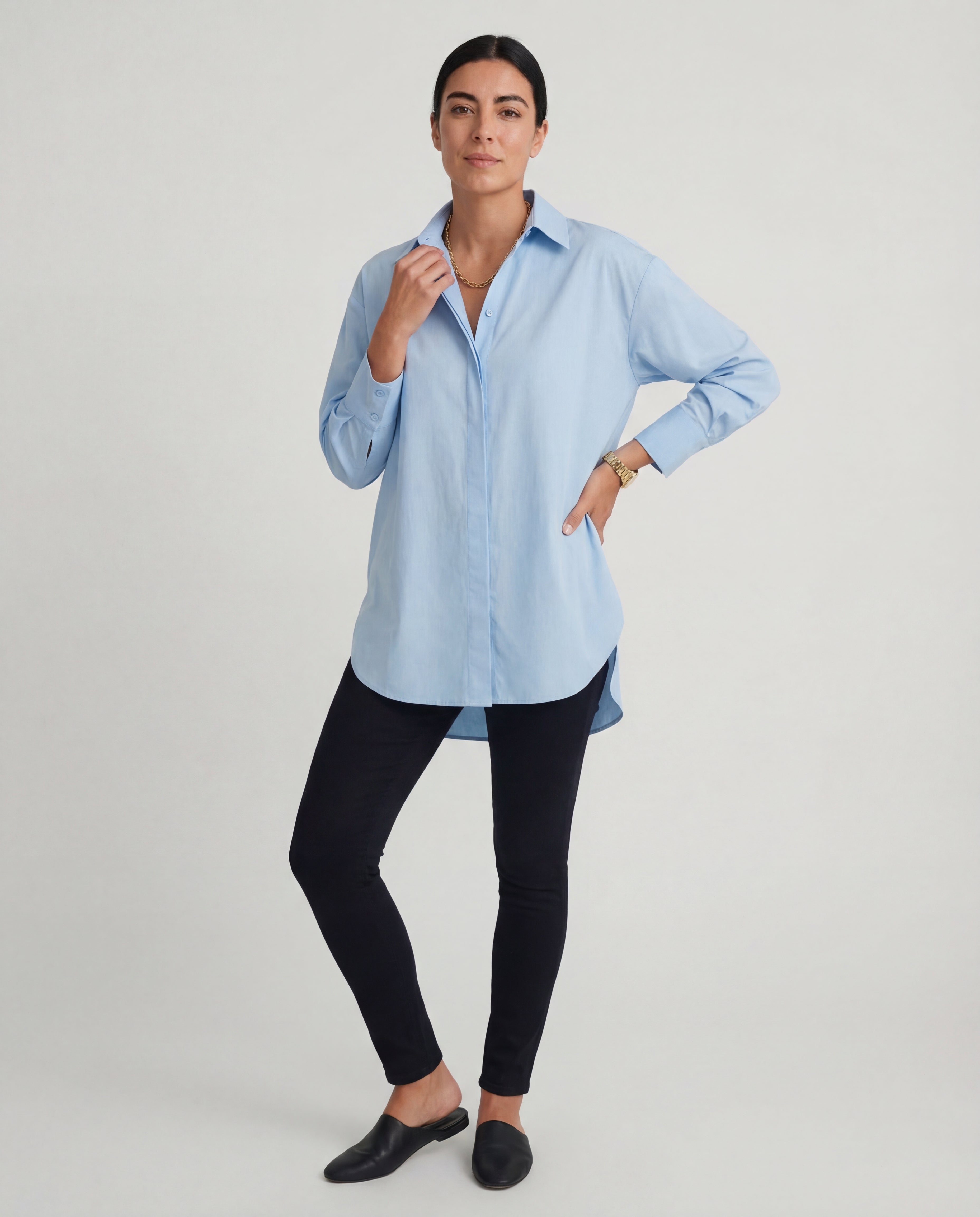 Women's Oversized Cotton Shirt Classic Collar Relaxed Fit Everyday