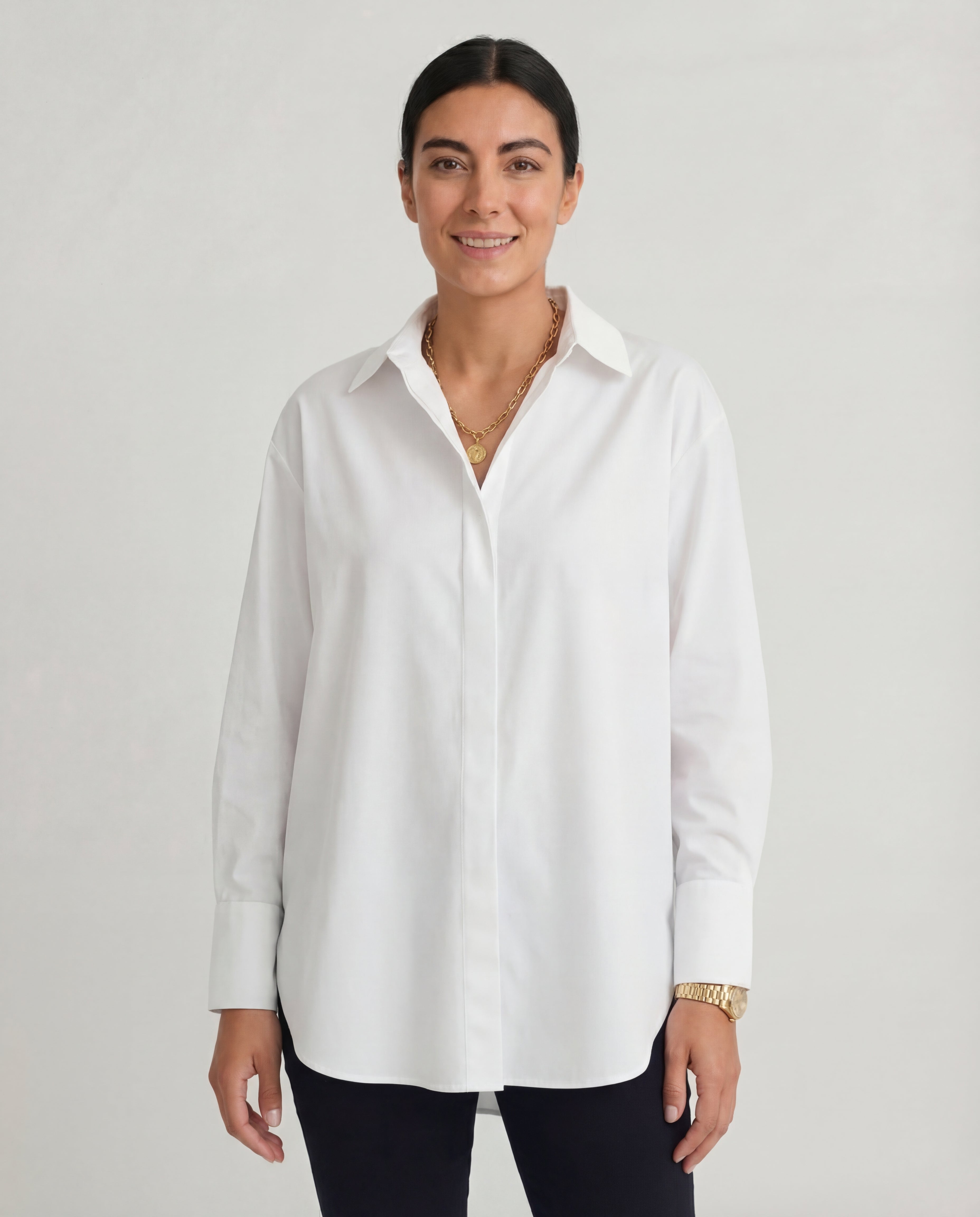 Women's Oversized Cotton Shirt Classic Collar Relaxed Fit Everyday