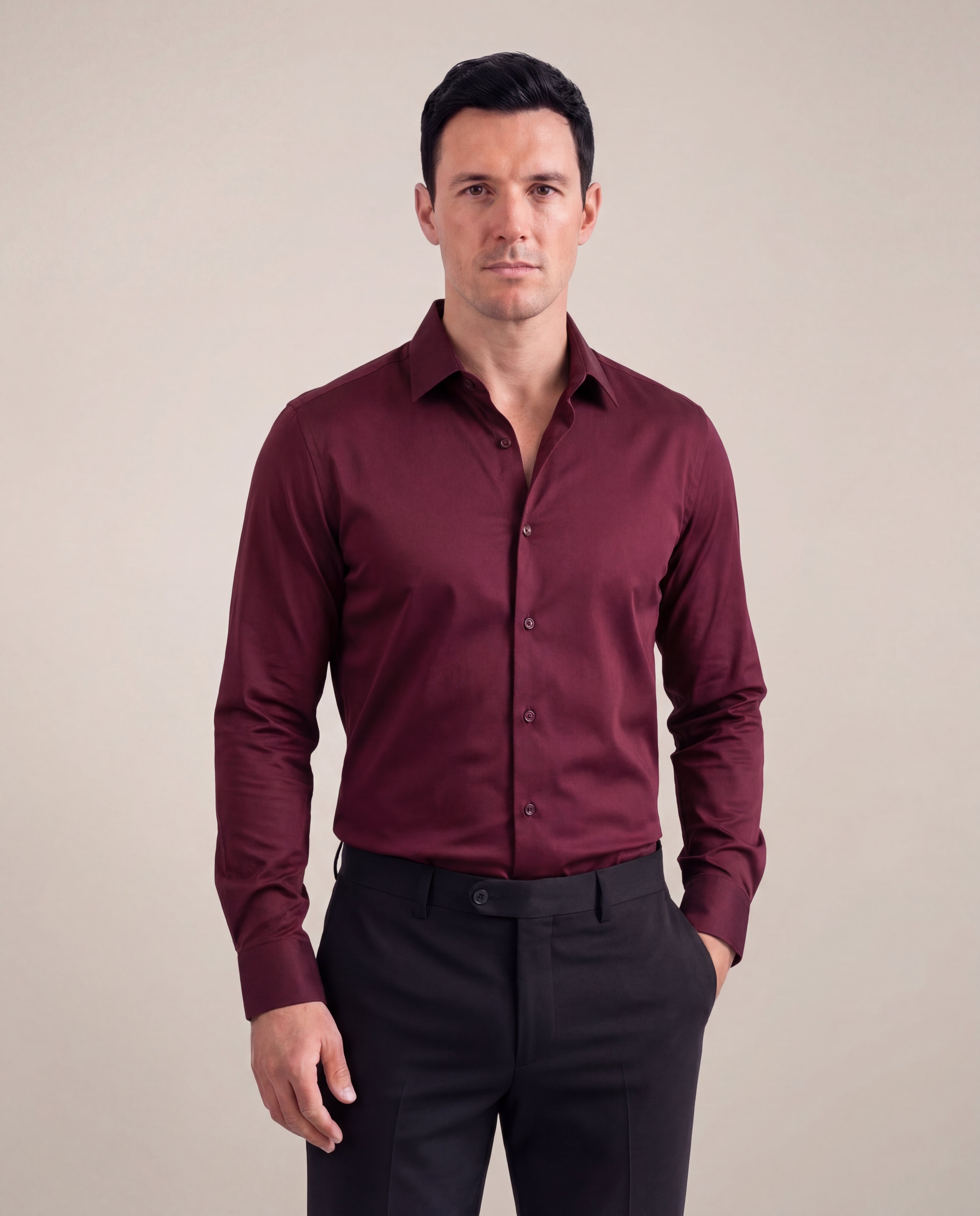 Men's Shirt Notched Collar Button Placket Regular Fit Versatile
