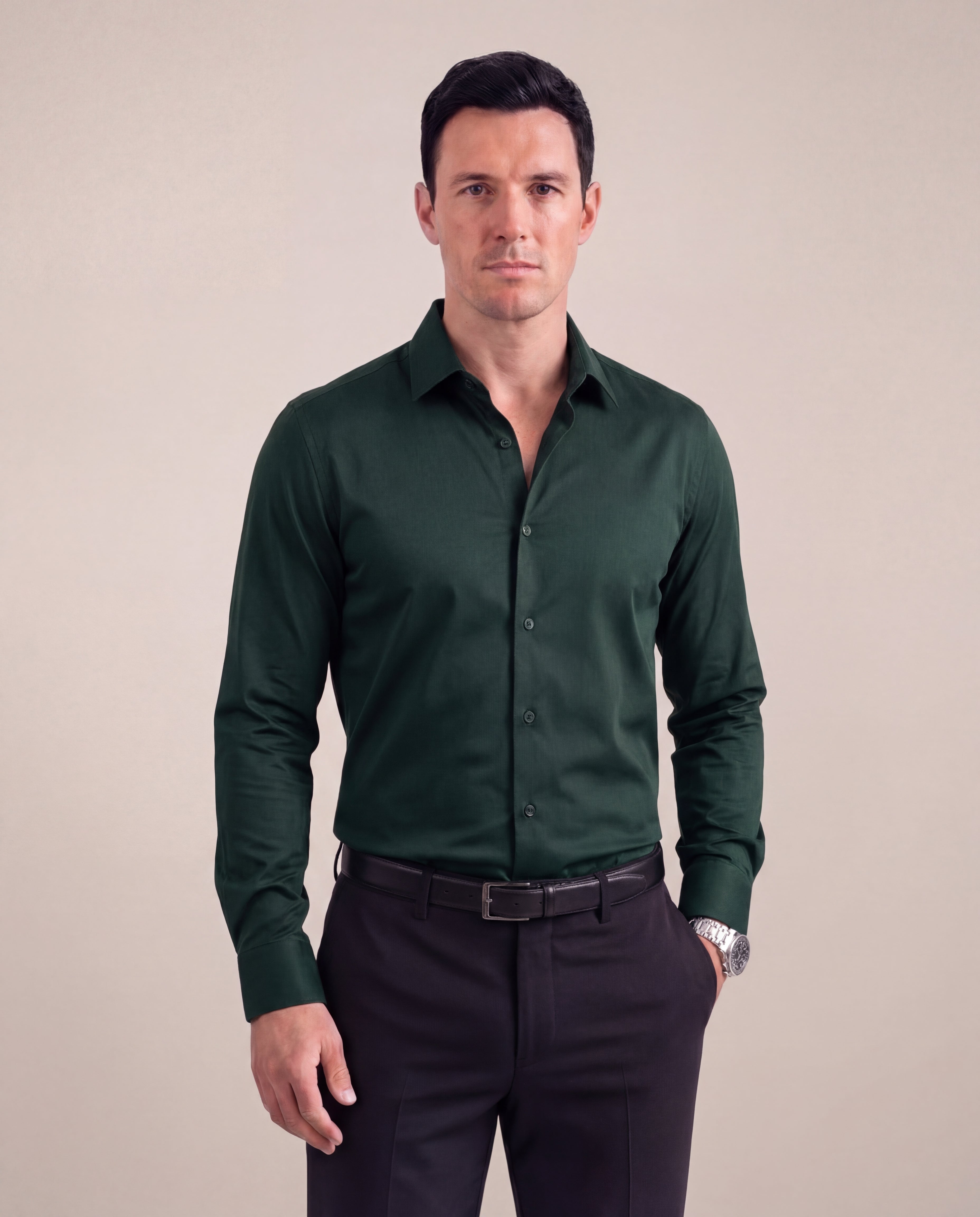 Men's Shirt Notched Collar Button Placket Regular Fit Versatile