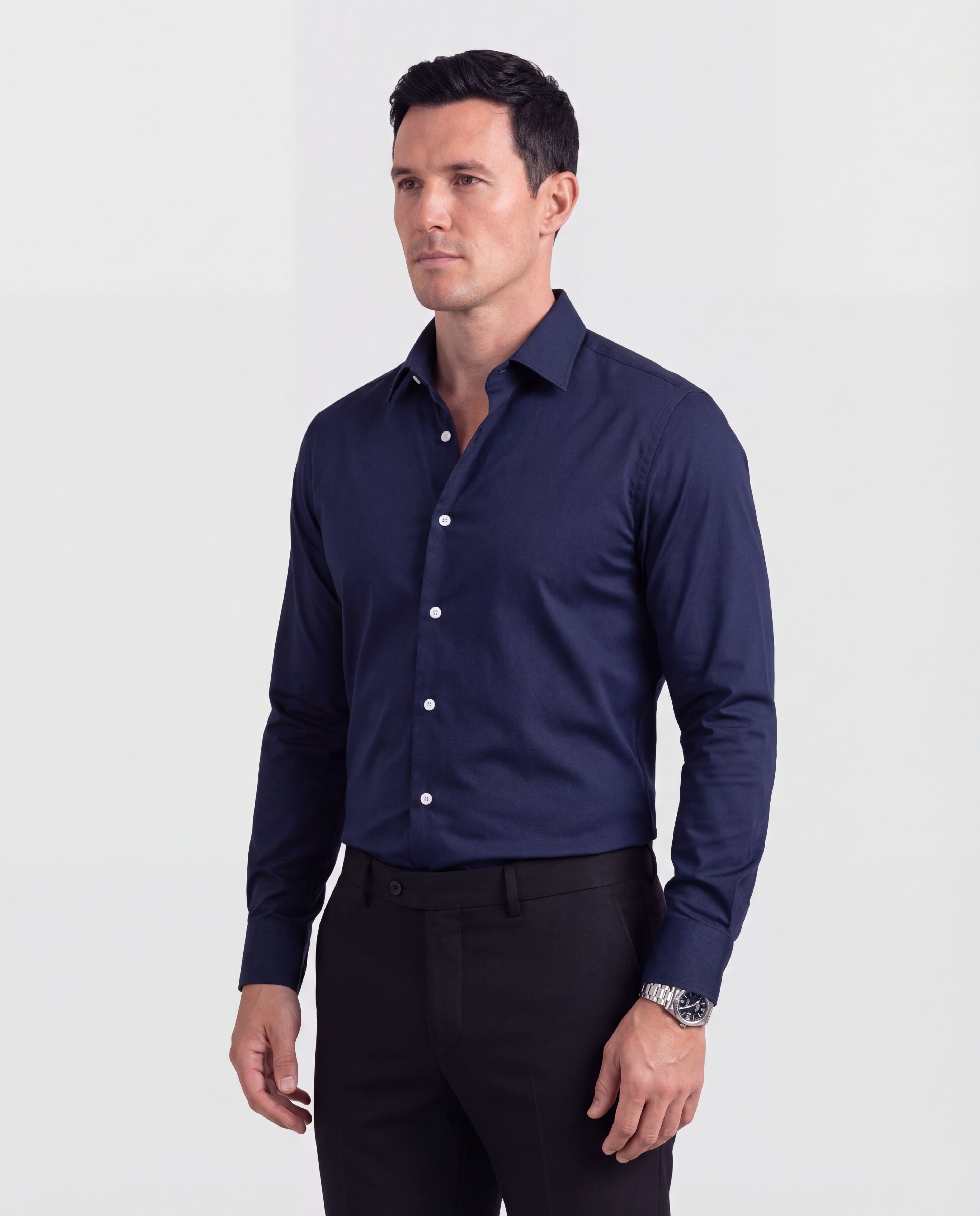 Men's Shirt Notched Collar Button Placket Regular Fit Versatile