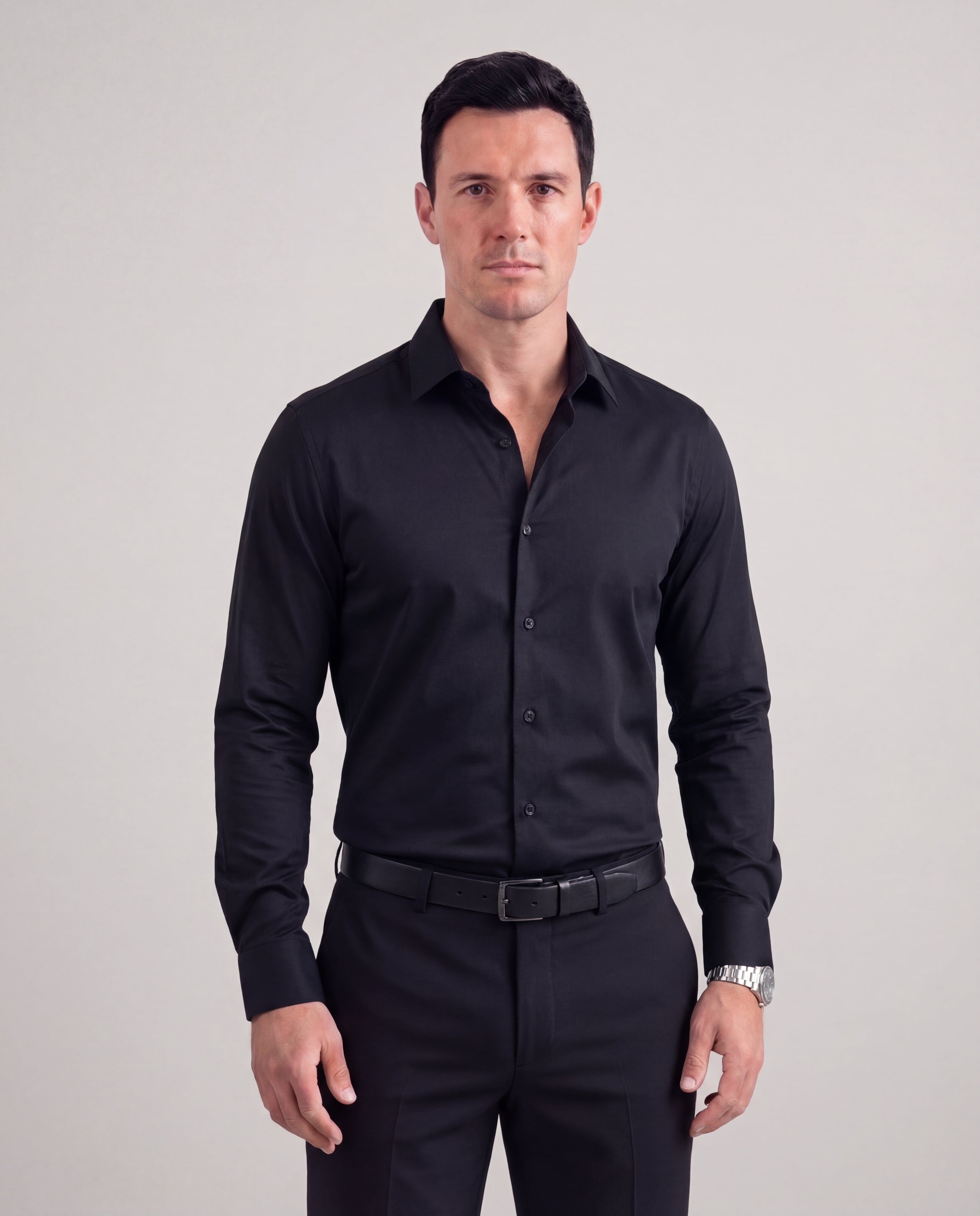 Men's Shirt Notched Collar Button Placket Regular Fit Versatile