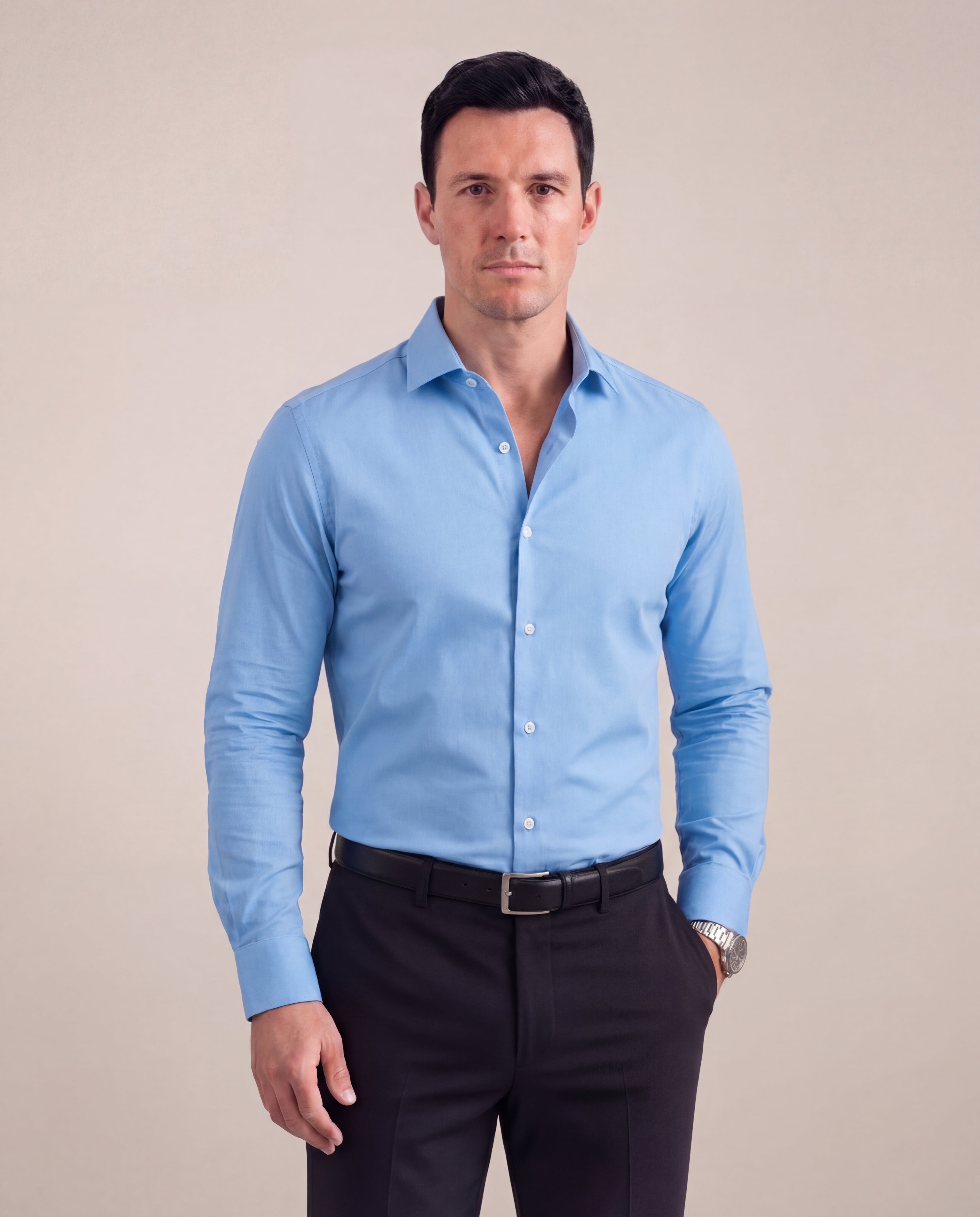 Men's Shirt Notched Collar Button Placket Regular Fit Versatile