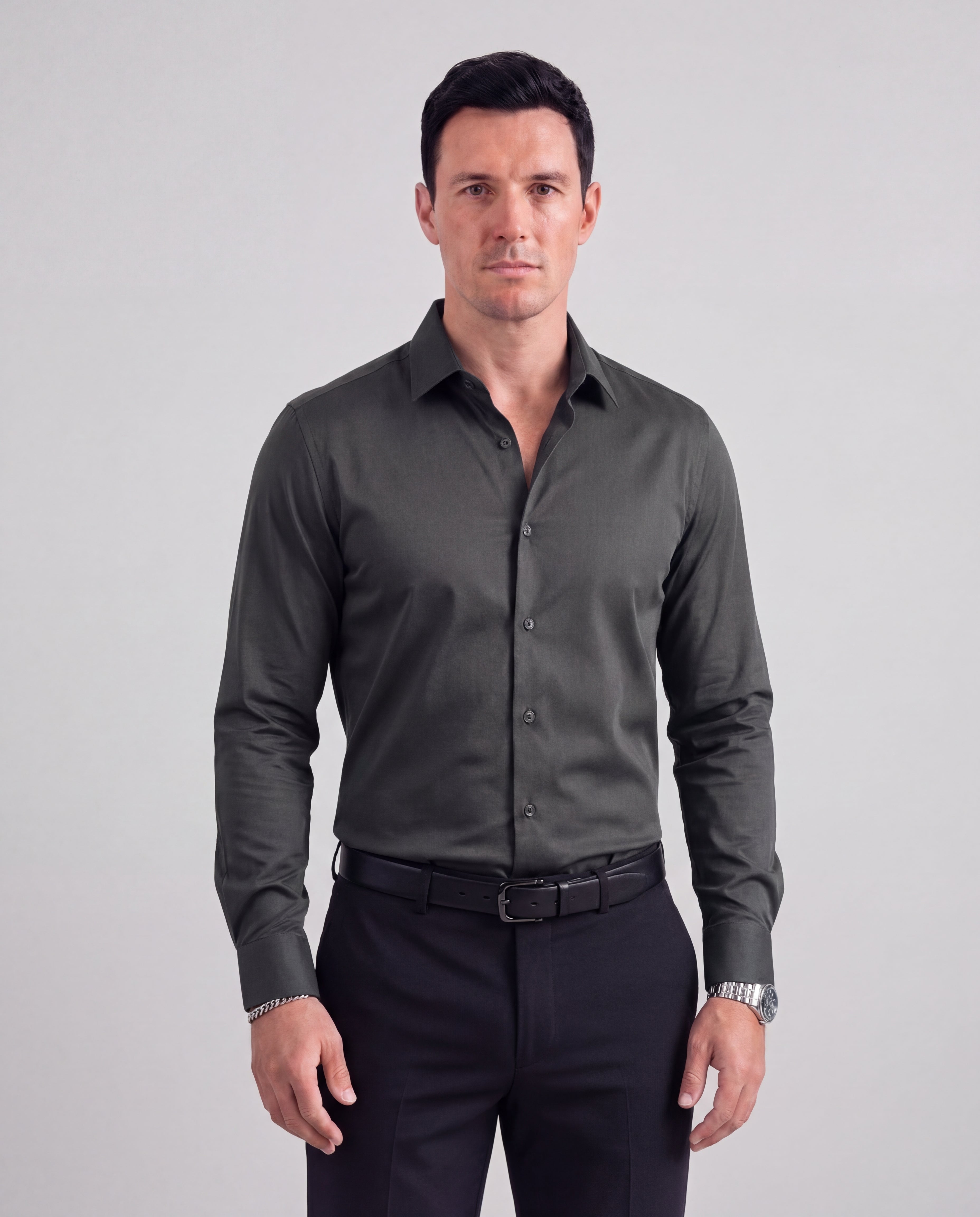 Men's Shirt Notched Collar Button Placket Regular Fit Versatile