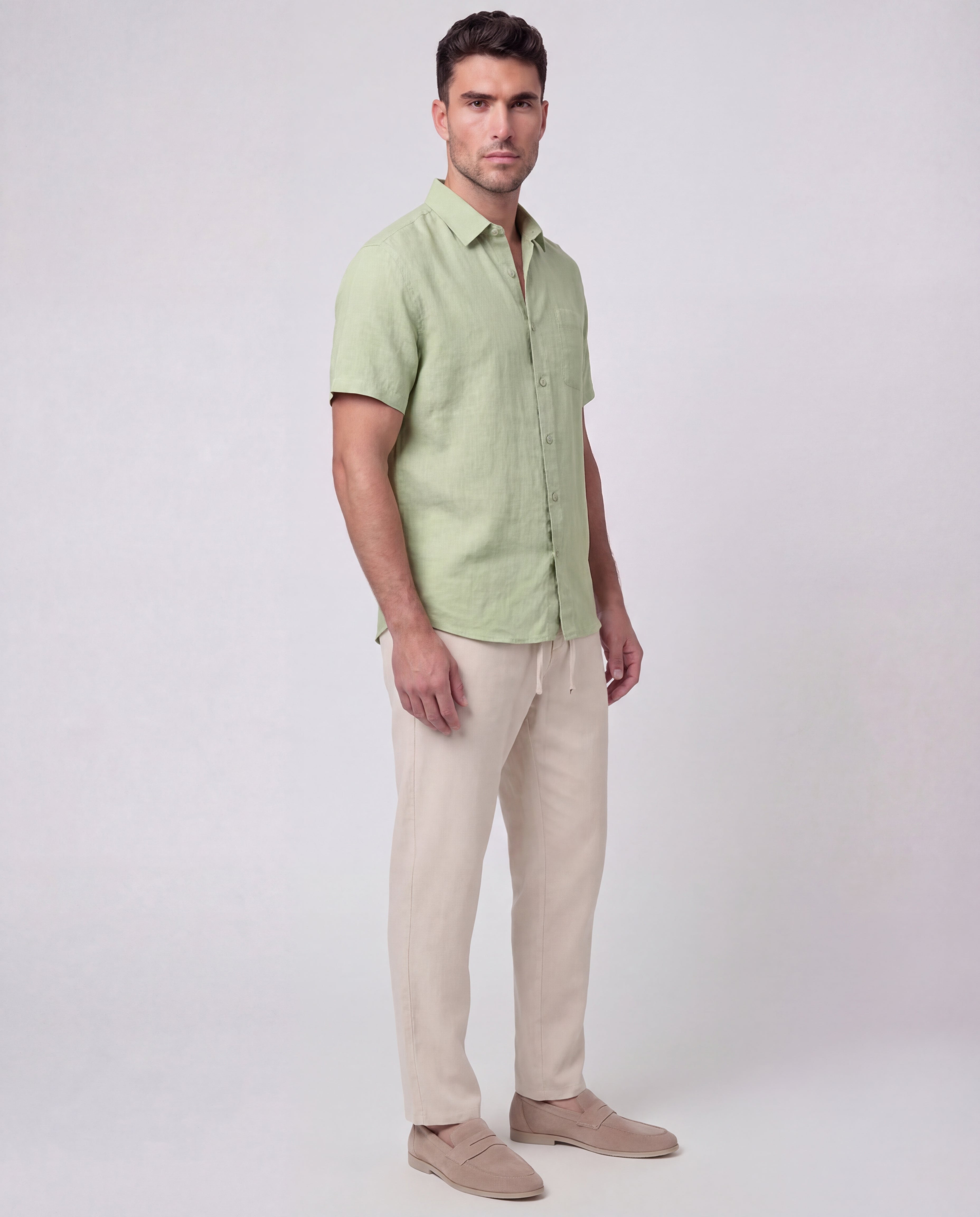 Men's Linen Short Sleeve Shirt Oversized Relaxed Fit Casual Summer