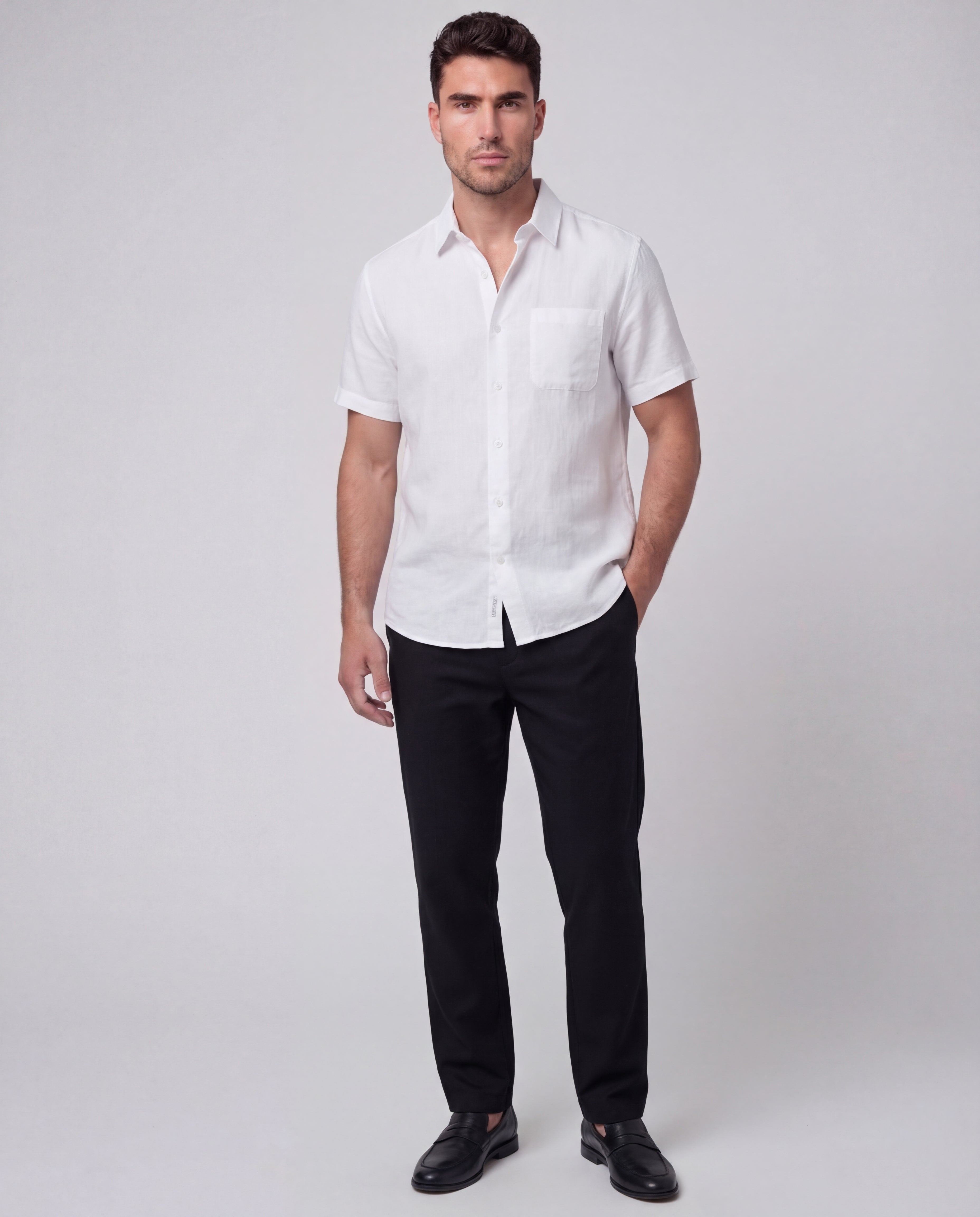Men's Linen Short Sleeve Shirt Oversized Relaxed Fit Casual Summer