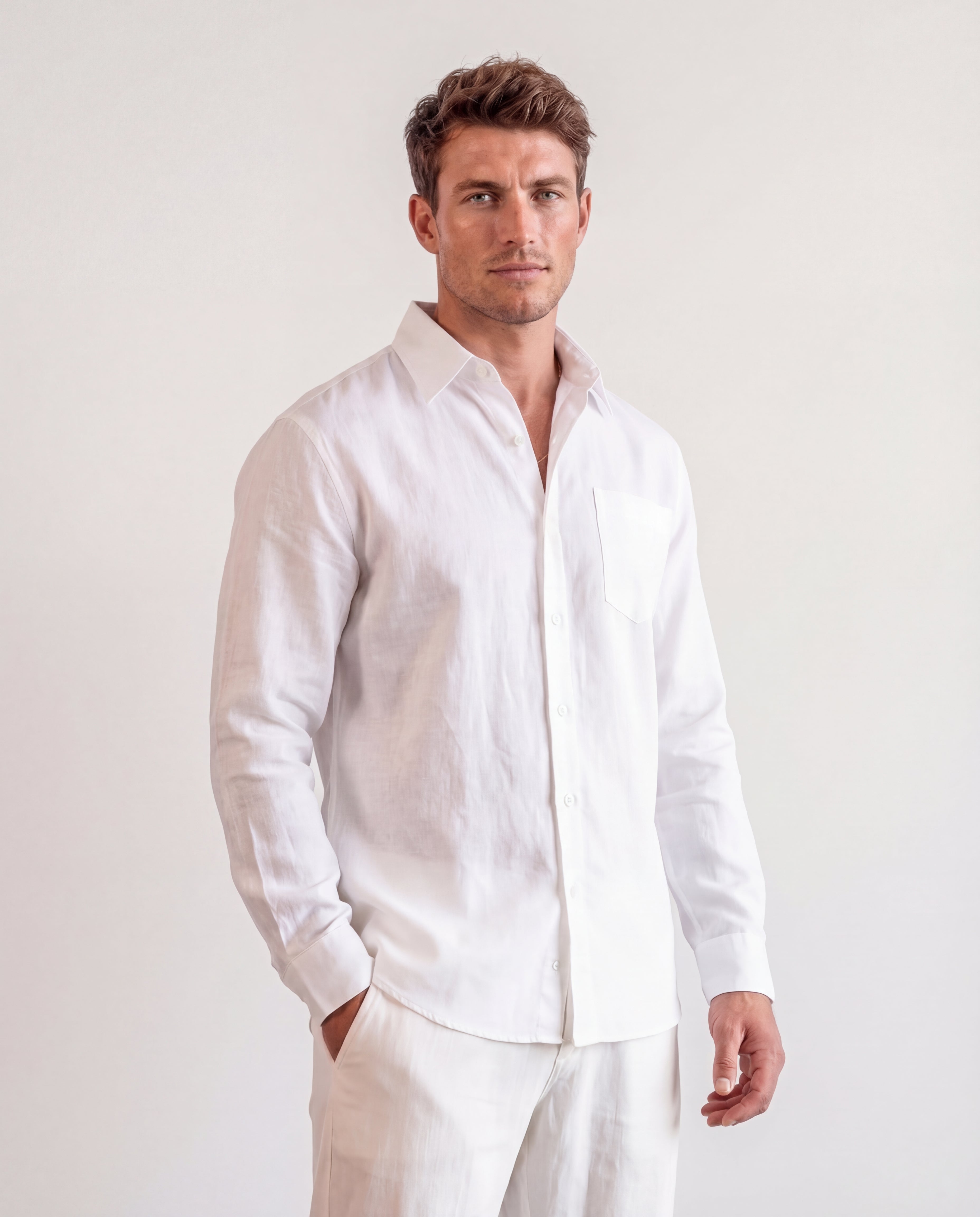 Men's Linen Shirt Oversized Relaxed Fit Lightweight Casual Blouse