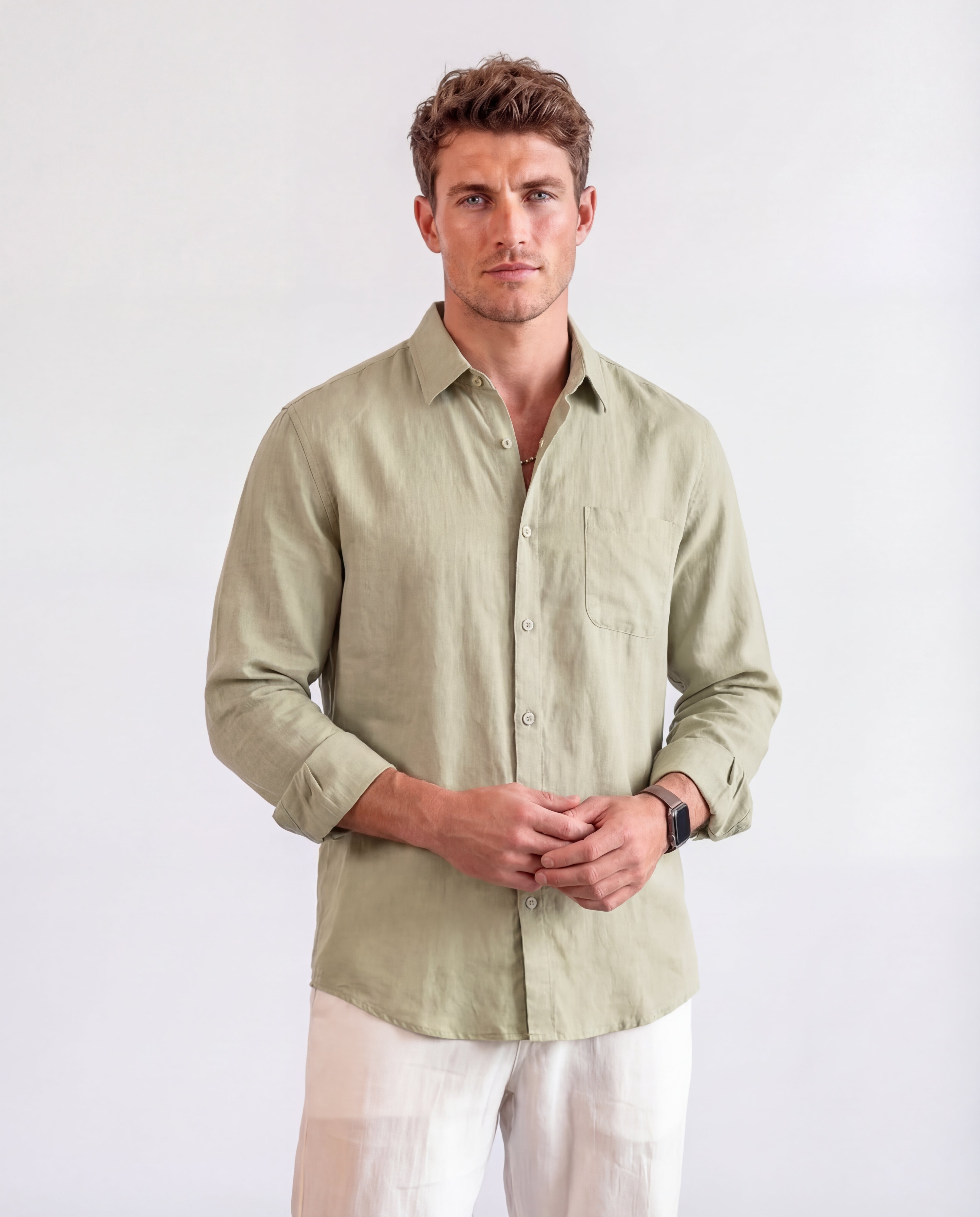 Men's Linen Shirt Oversized Relaxed Fit Lightweight Casual Blouse