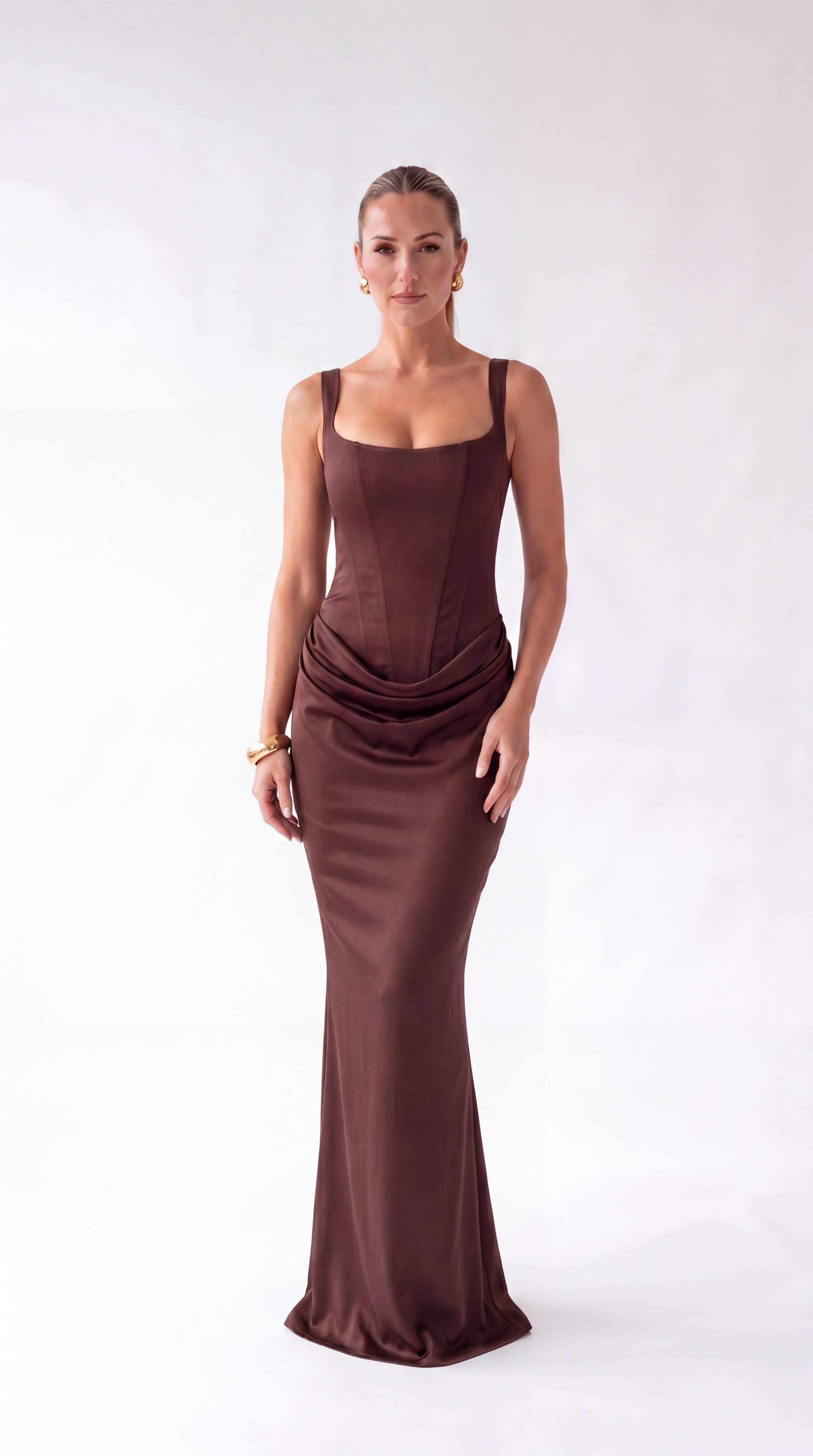 Women's Backless Maxi Dress Elegant Evening Wedding Guest Gown