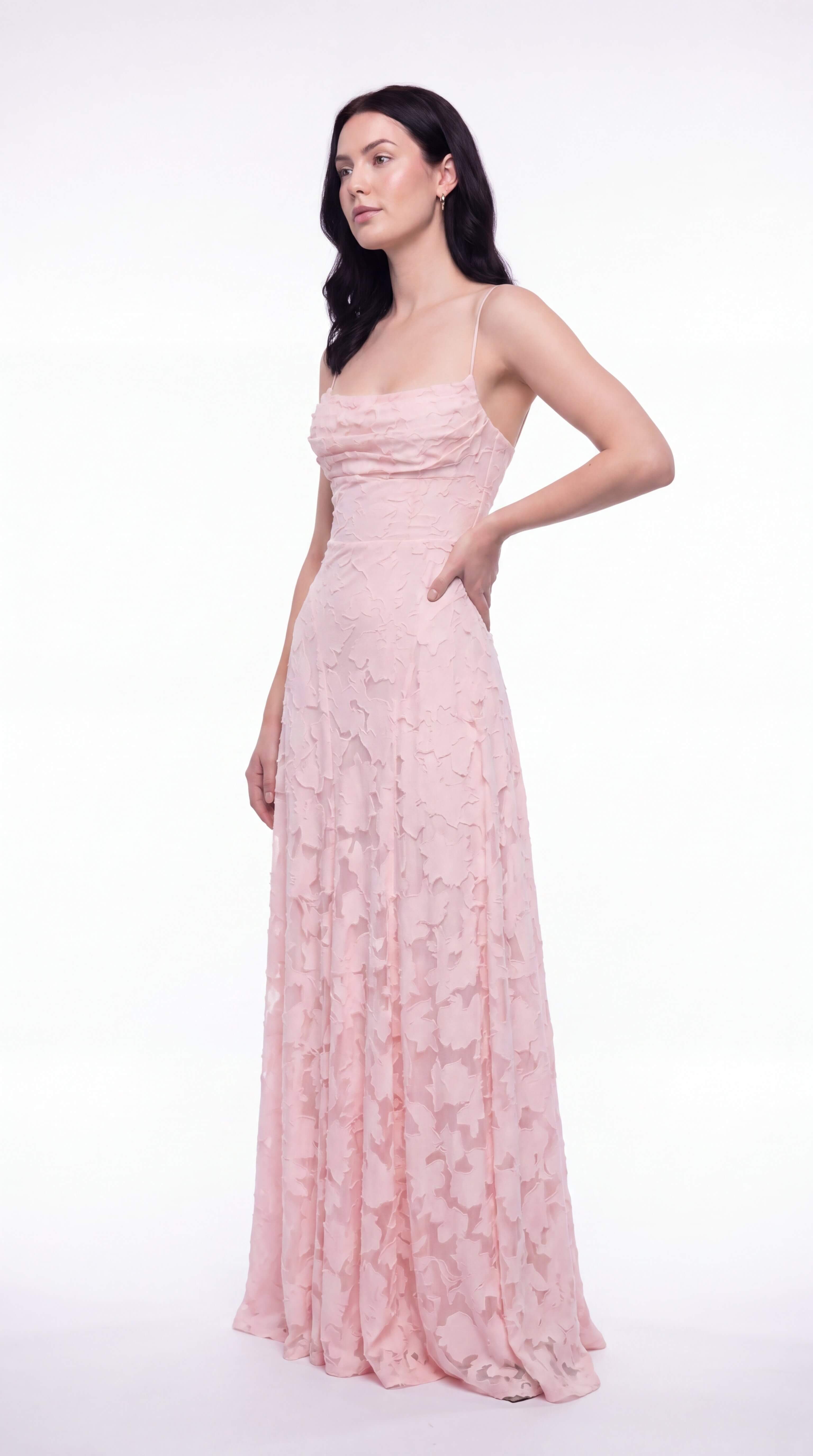 Women's Floral Maxi Dress Thin Straps Wedding Guest Evening Gown