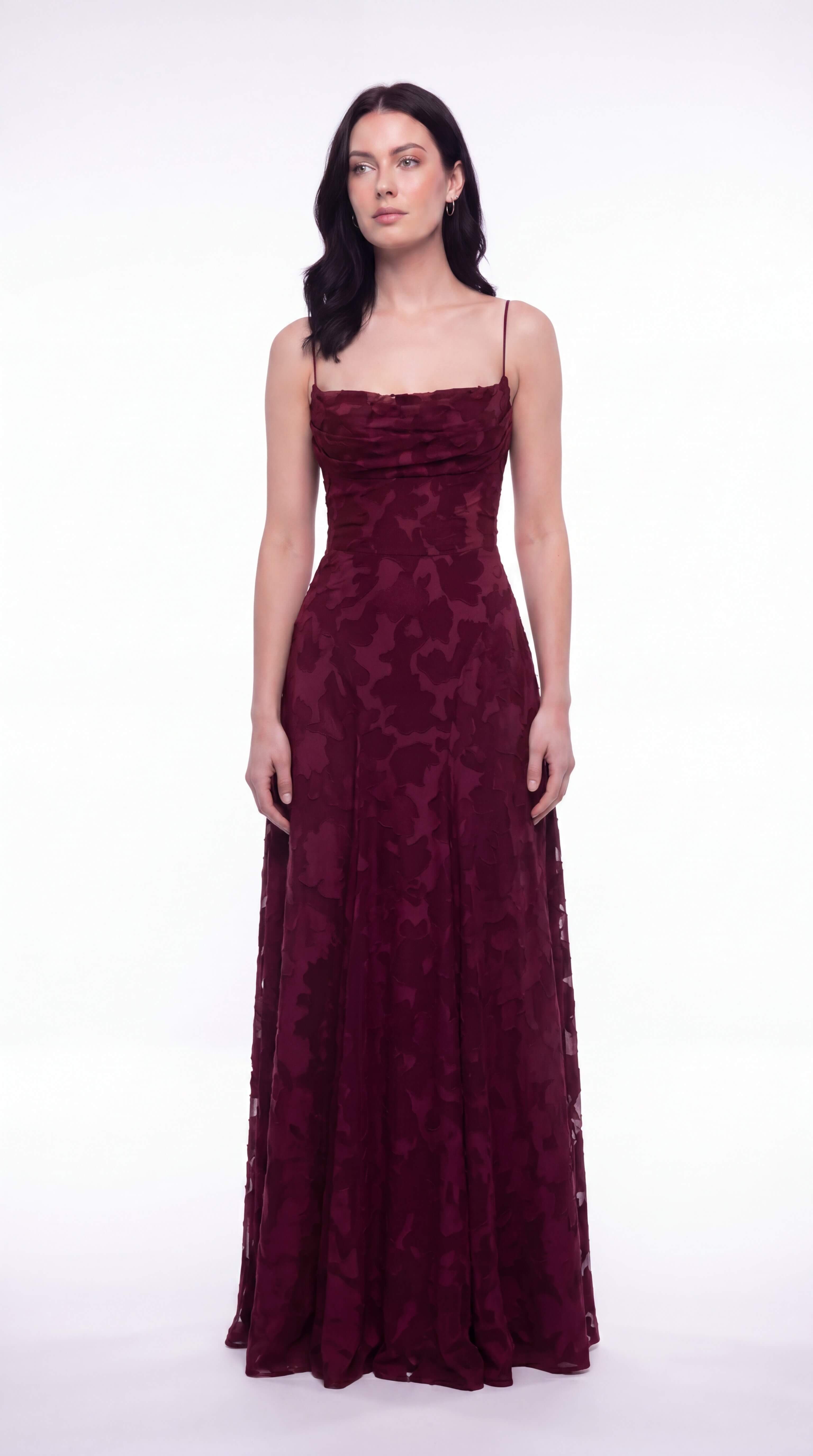Women's Floral Maxi Dress Thin Straps Wedding Guest Evening Gown