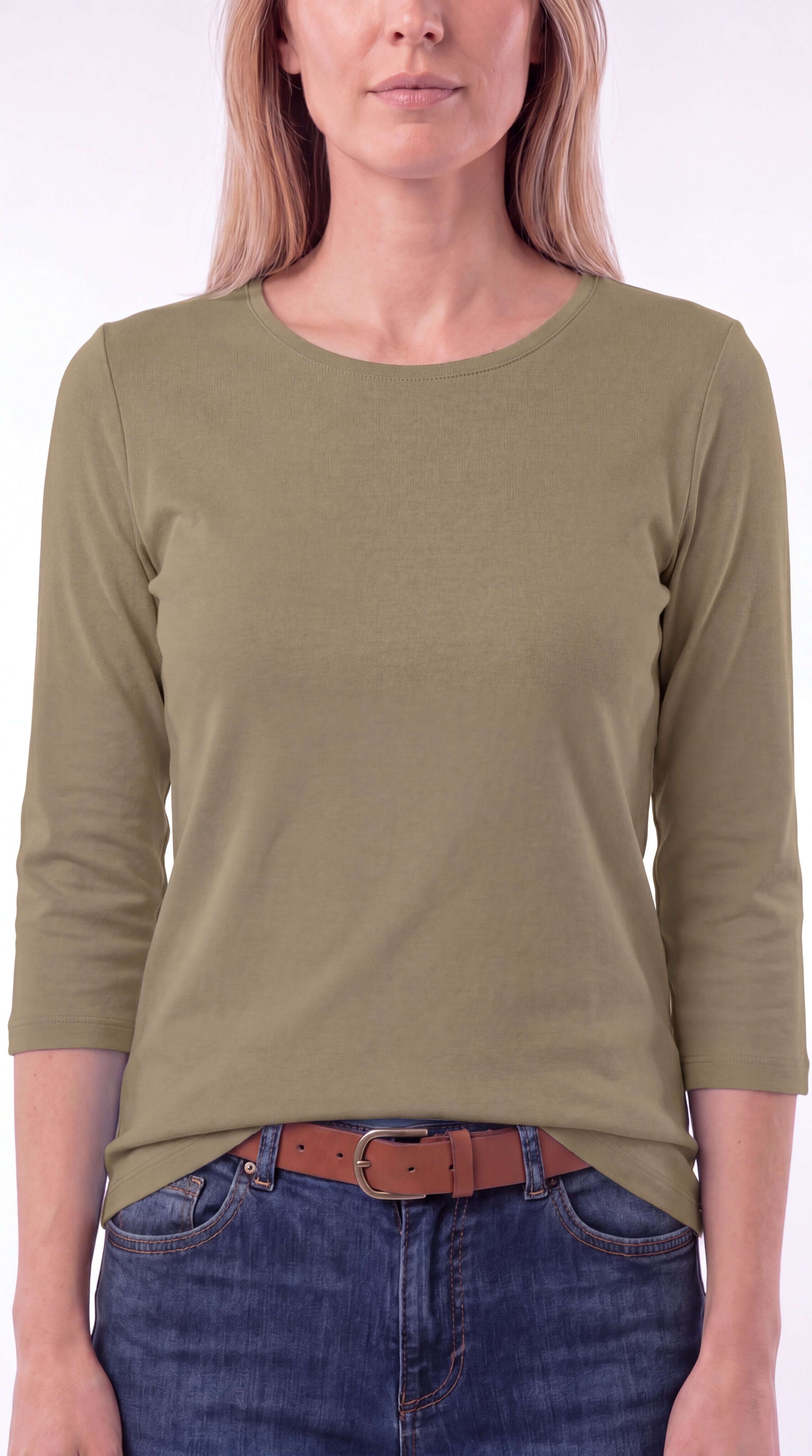 Women's Crew Neck 3/4 Sleeve Casual Layering Everyday Top