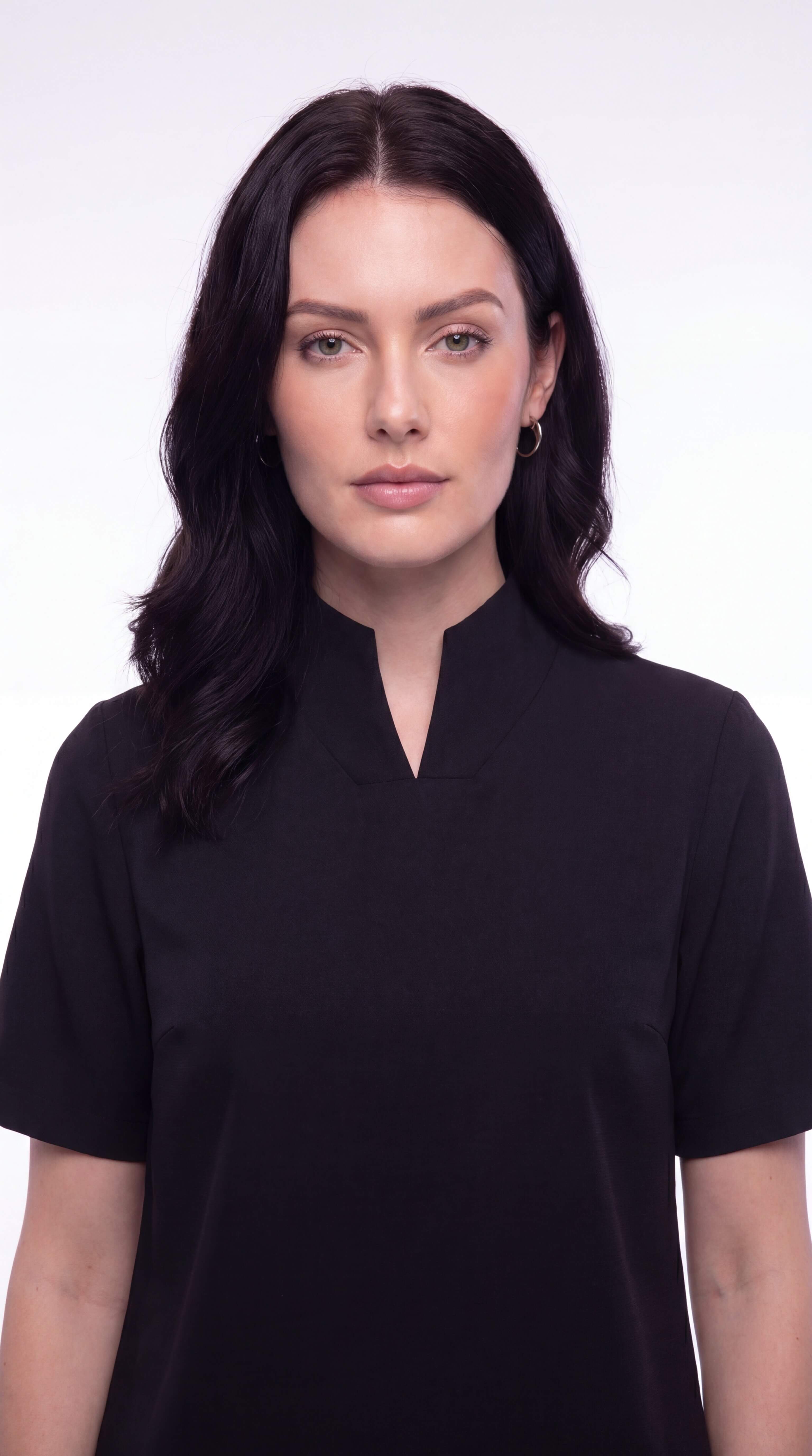 Women's Stand Collar Short Sleeve Blouse Office Work Minimalist