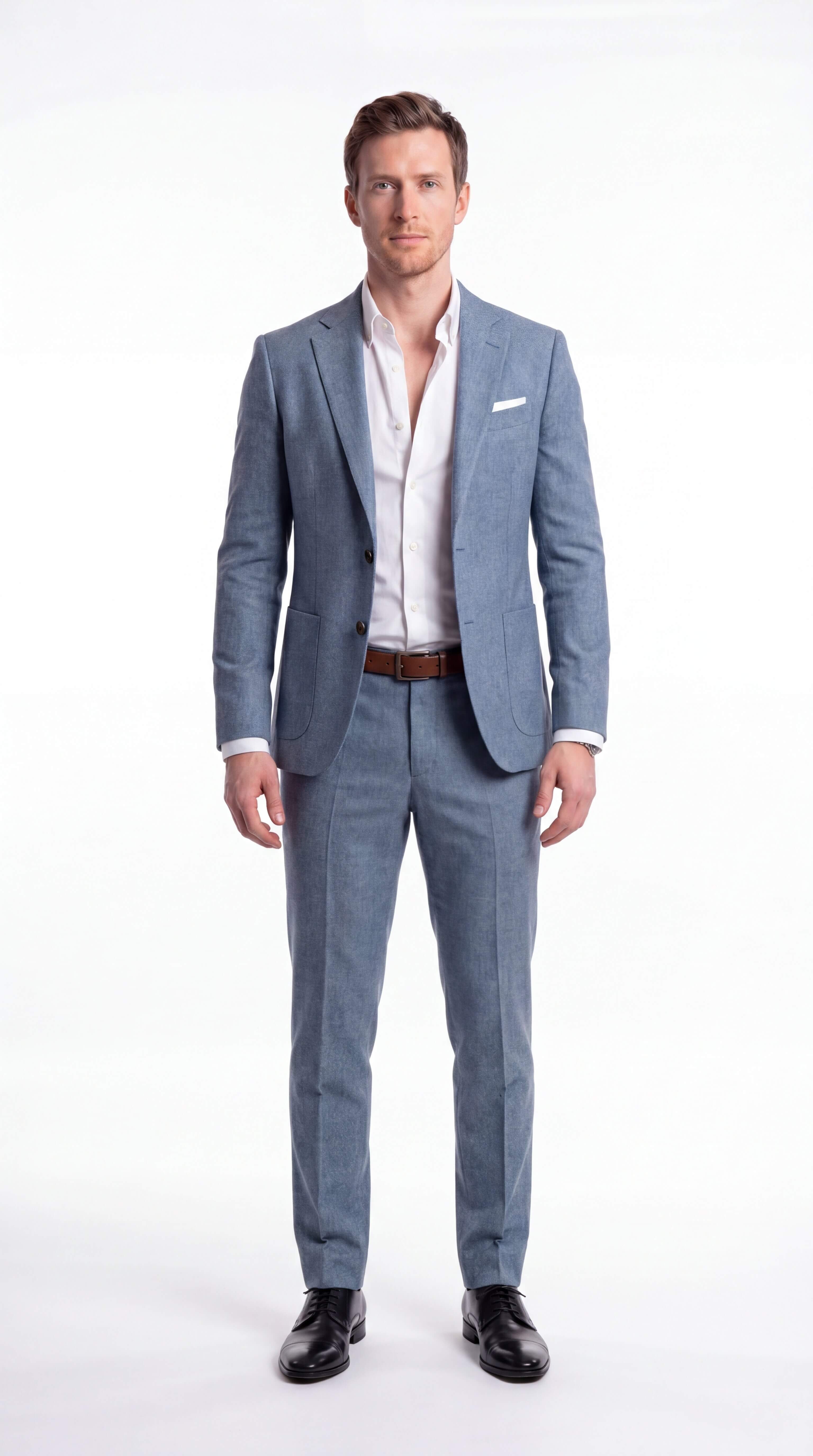 Men's Linen Blend Two Piece Suit Summer Wedding Guest