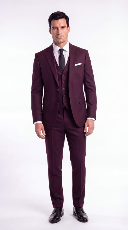Men's Black Three Piece Suit Slim Tailored Wedding Guest Formal