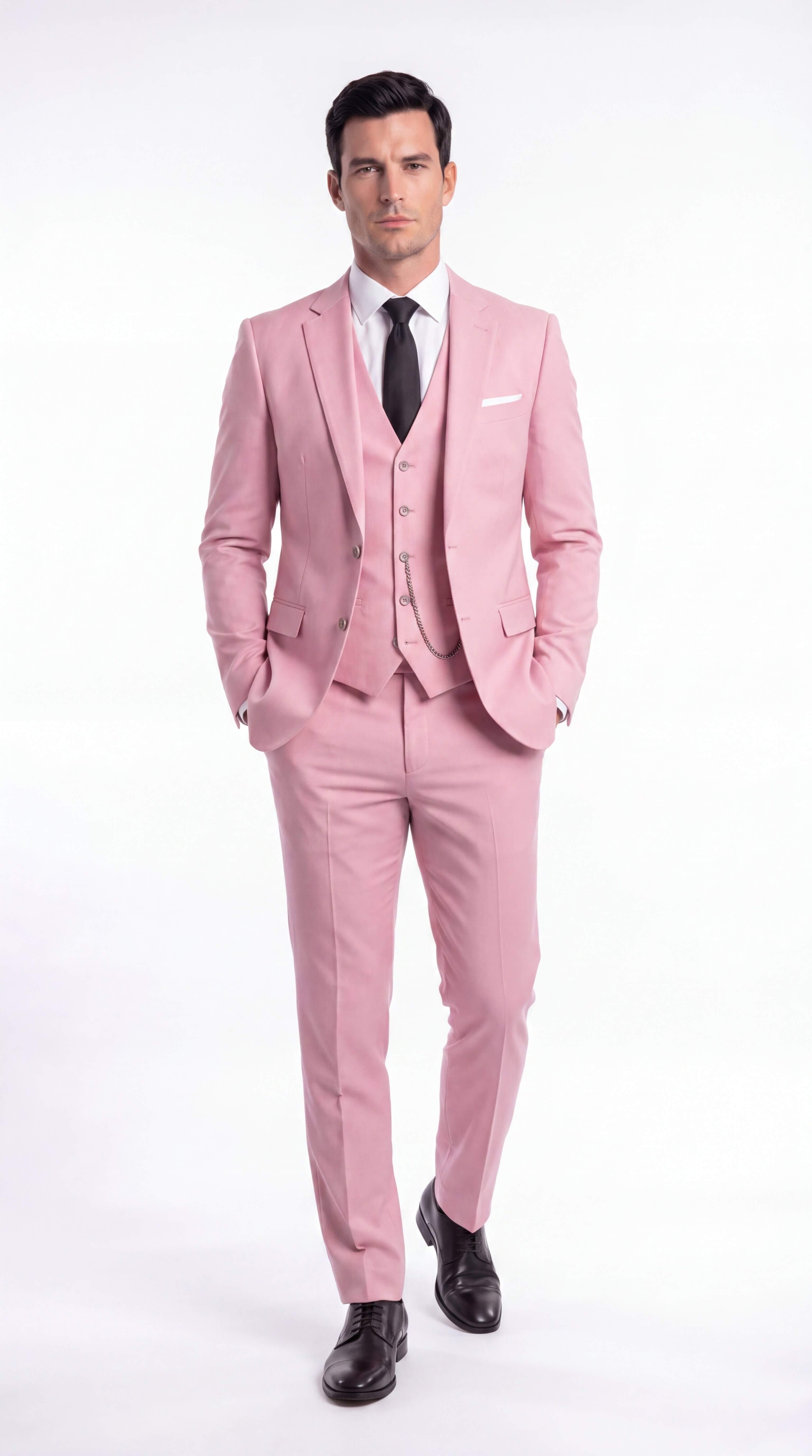 Men's Black Three Piece Suit Slim Tailored Wedding Guest Formal