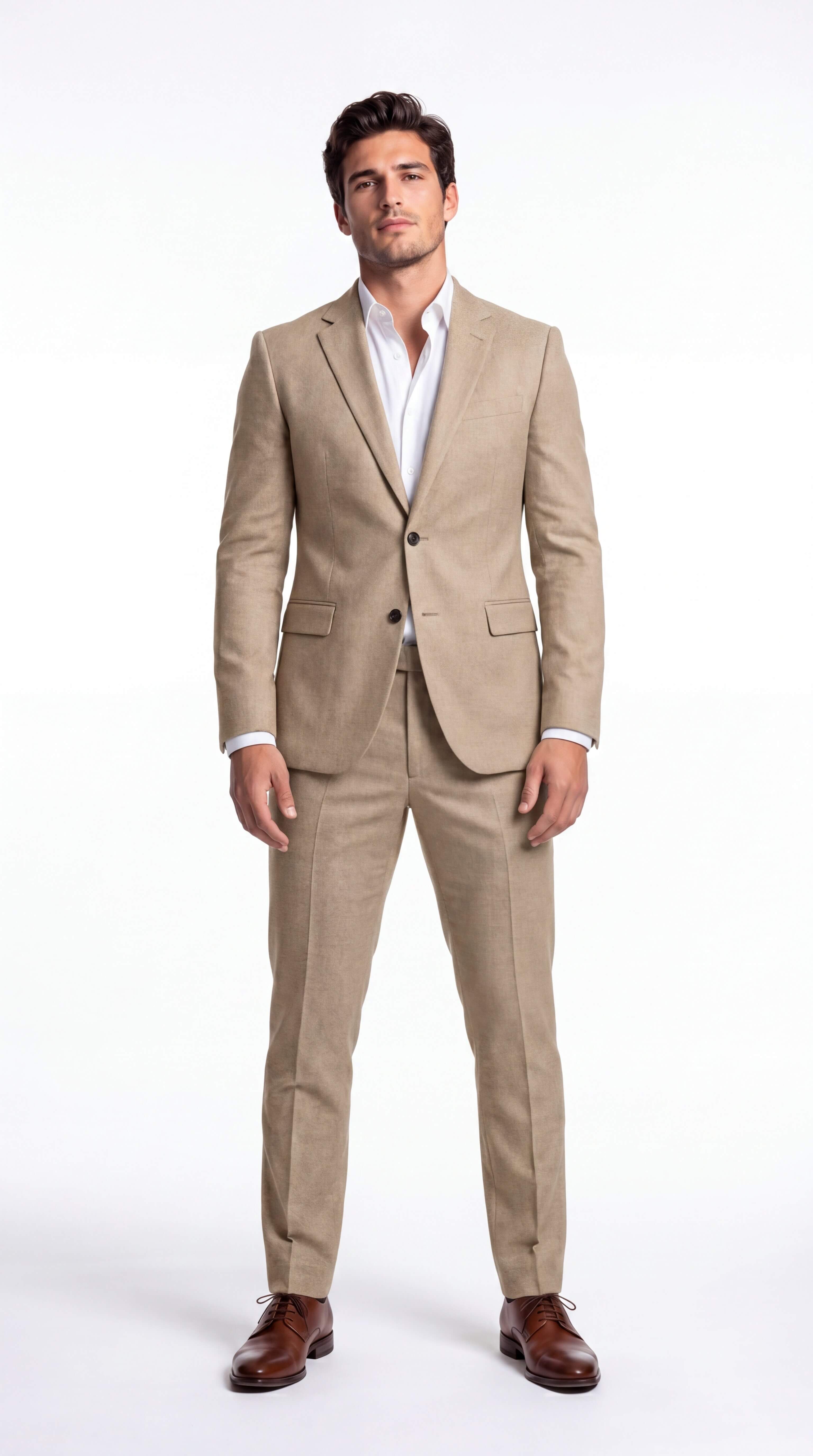 Men's Linen Suit Slim Fit Two Piece Summer Wedding Guest