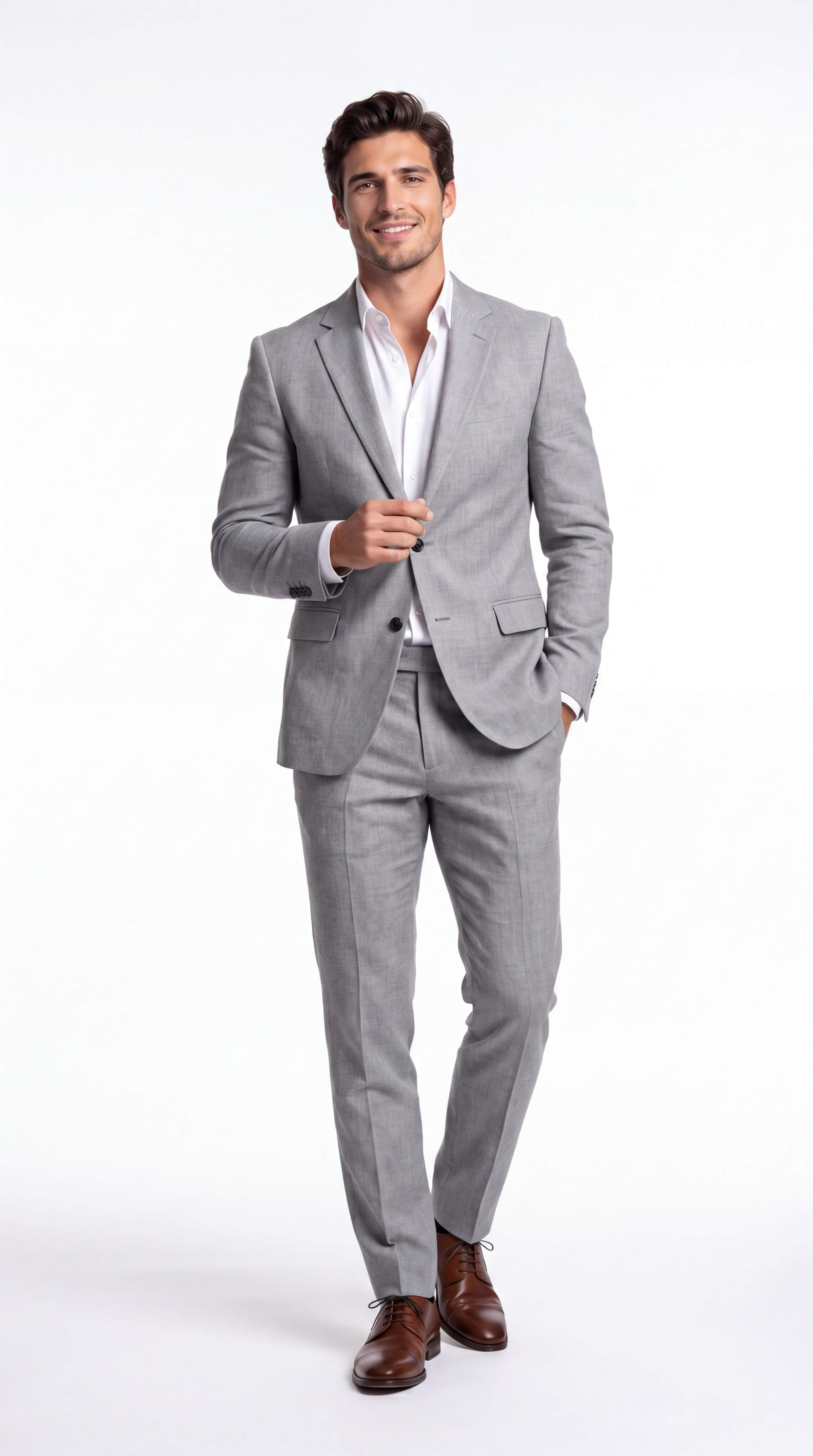 Men's Linen Suit Slim Fit Two Piece Summer Wedding Guest