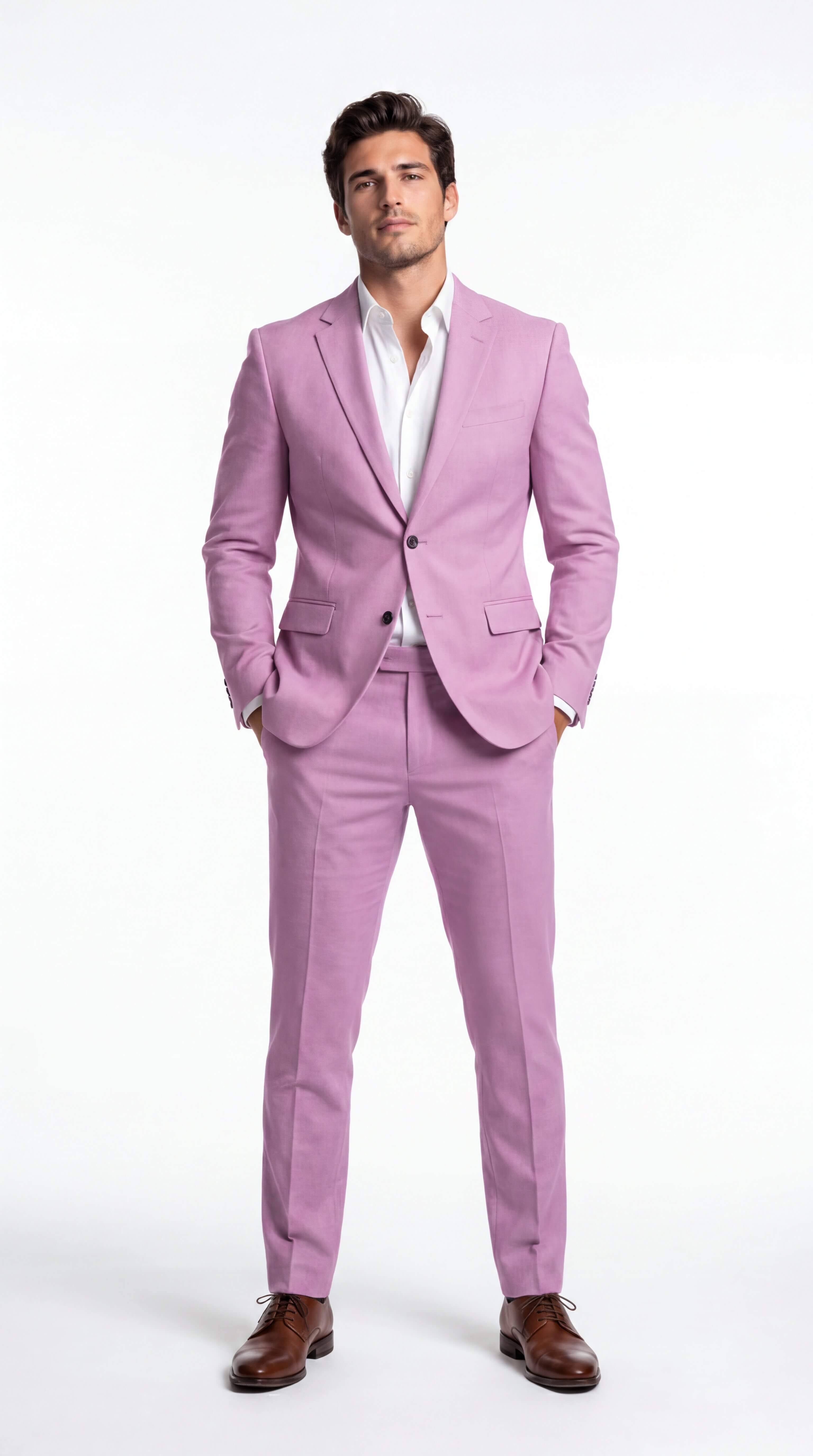 Men's Linen Suit Slim Fit Two Piece Summer Wedding Guest