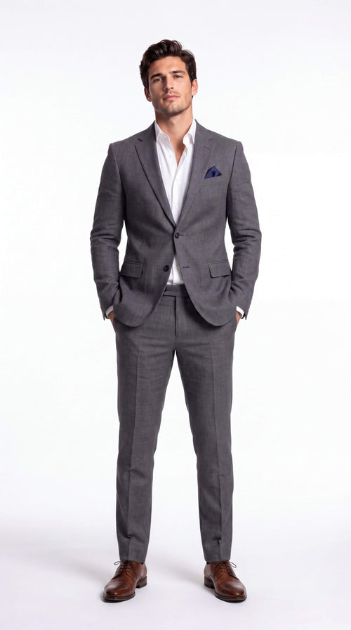 Men's Linen Suit Slim Fit Two Piece Summer Wedding Guest