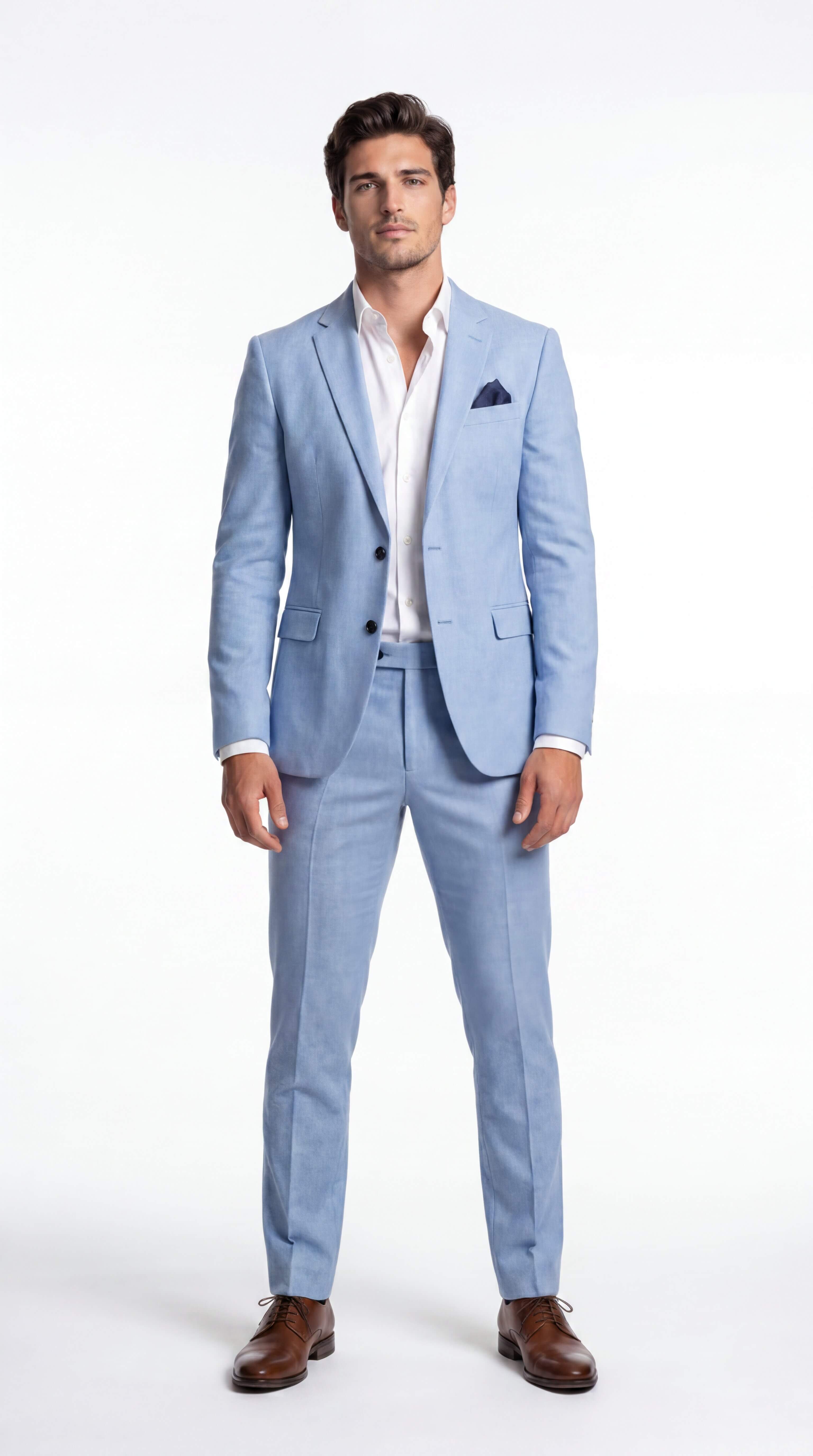 Men's Linen Suit Slim Fit Two Piece Summer Wedding Guest