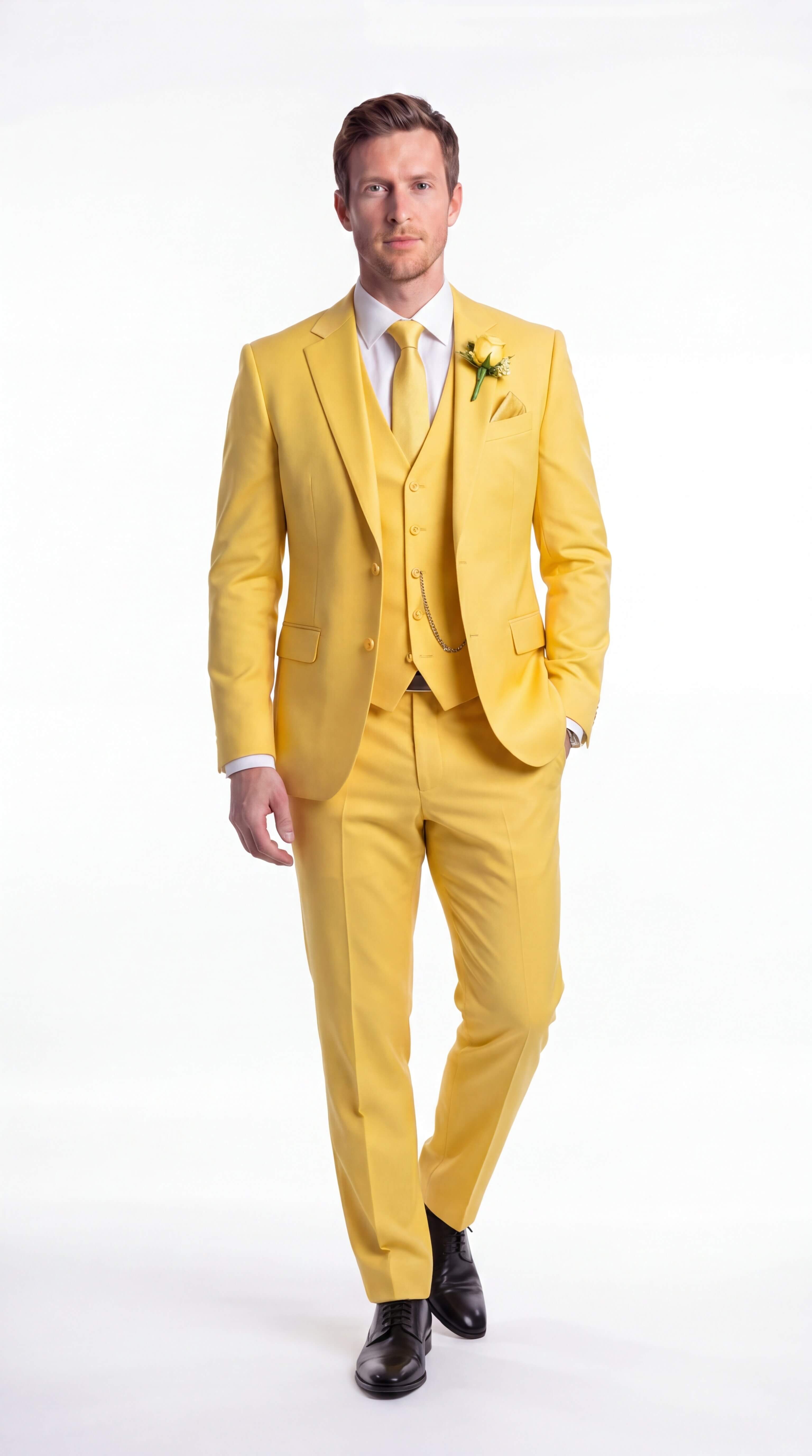 Men's Slim Fit Three Piece Suit Formal Wedding Business