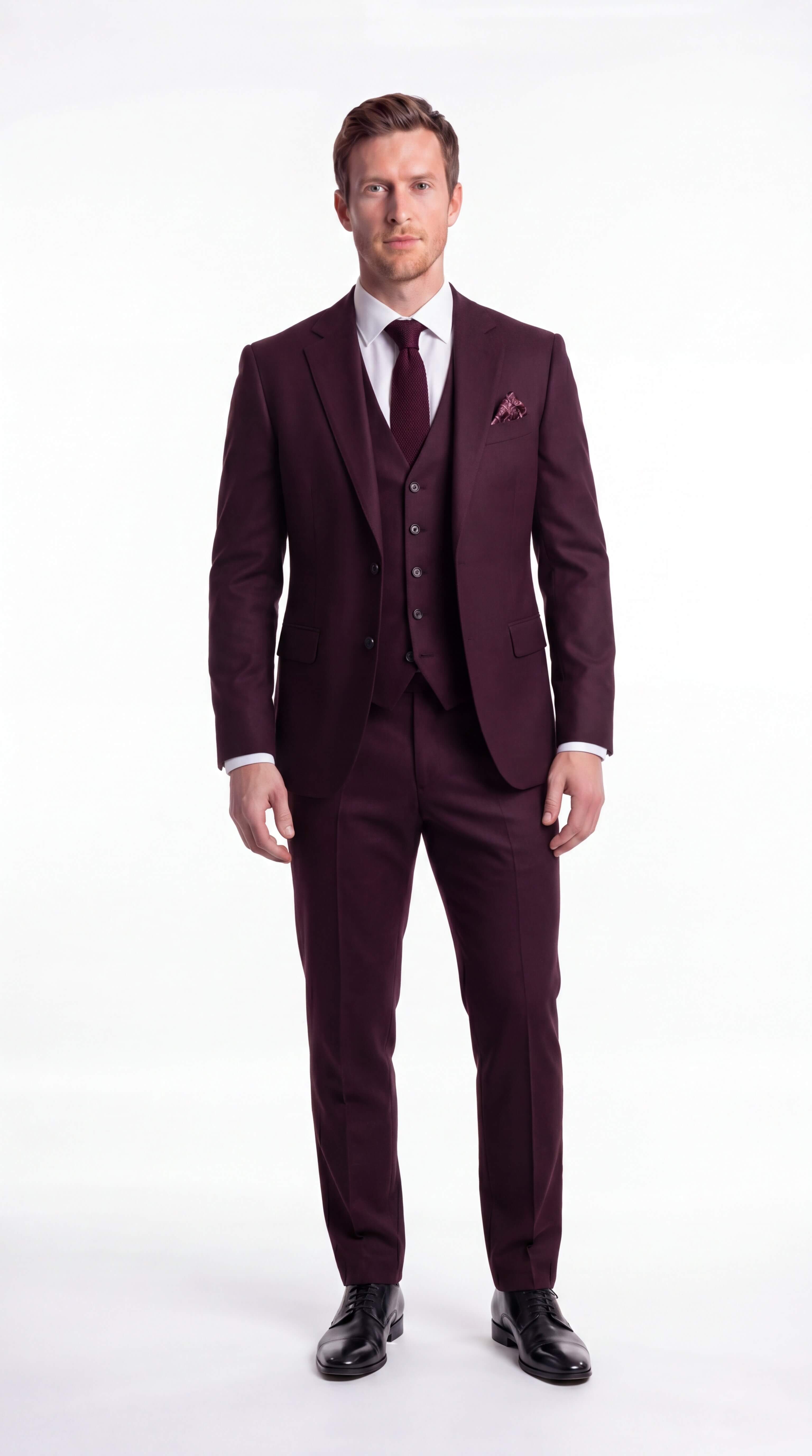Men's Slim Fit Three Piece Suit Formal Wedding Business