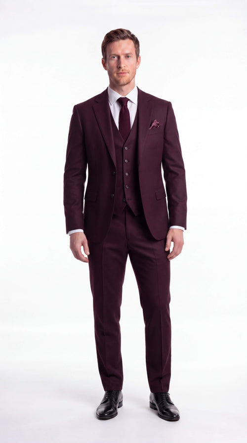Men's Slim Fit Three Piece Suit Formal Wedding Business