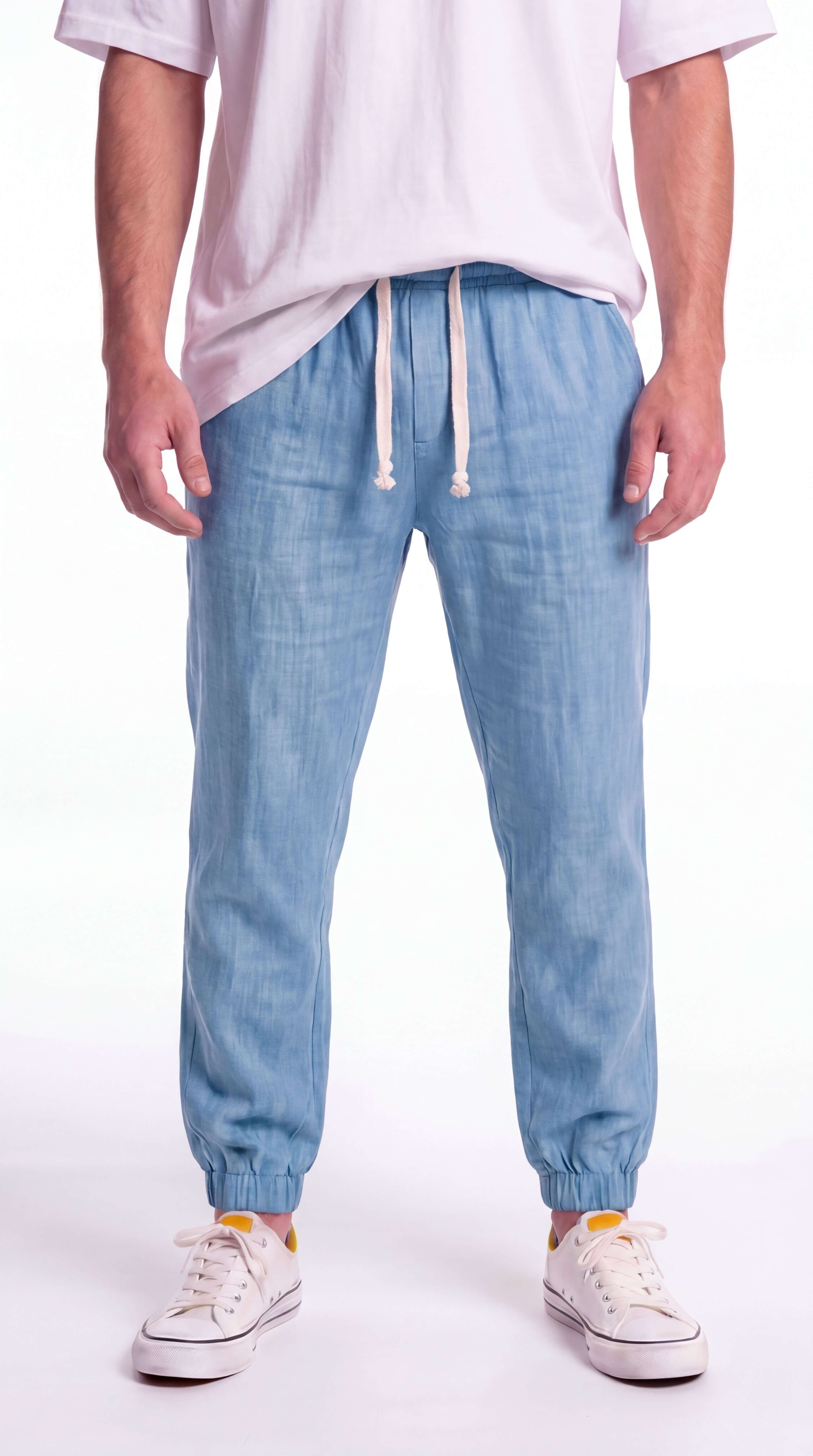Men's Linen Trousers Wide Leg Relaxed Fit Summer Pants
