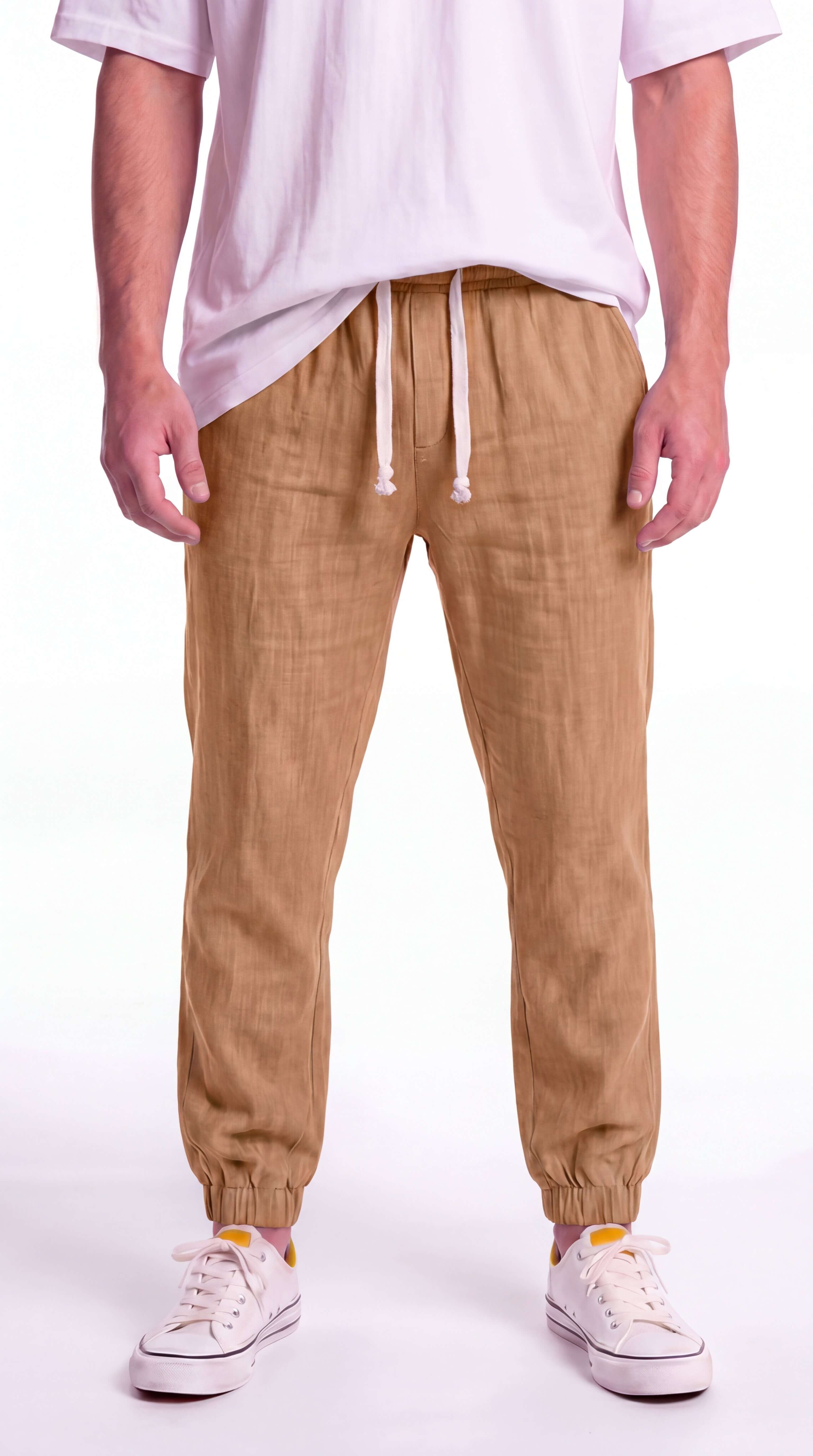Men's Linen Trousers Wide Leg Relaxed Fit Summer Pants