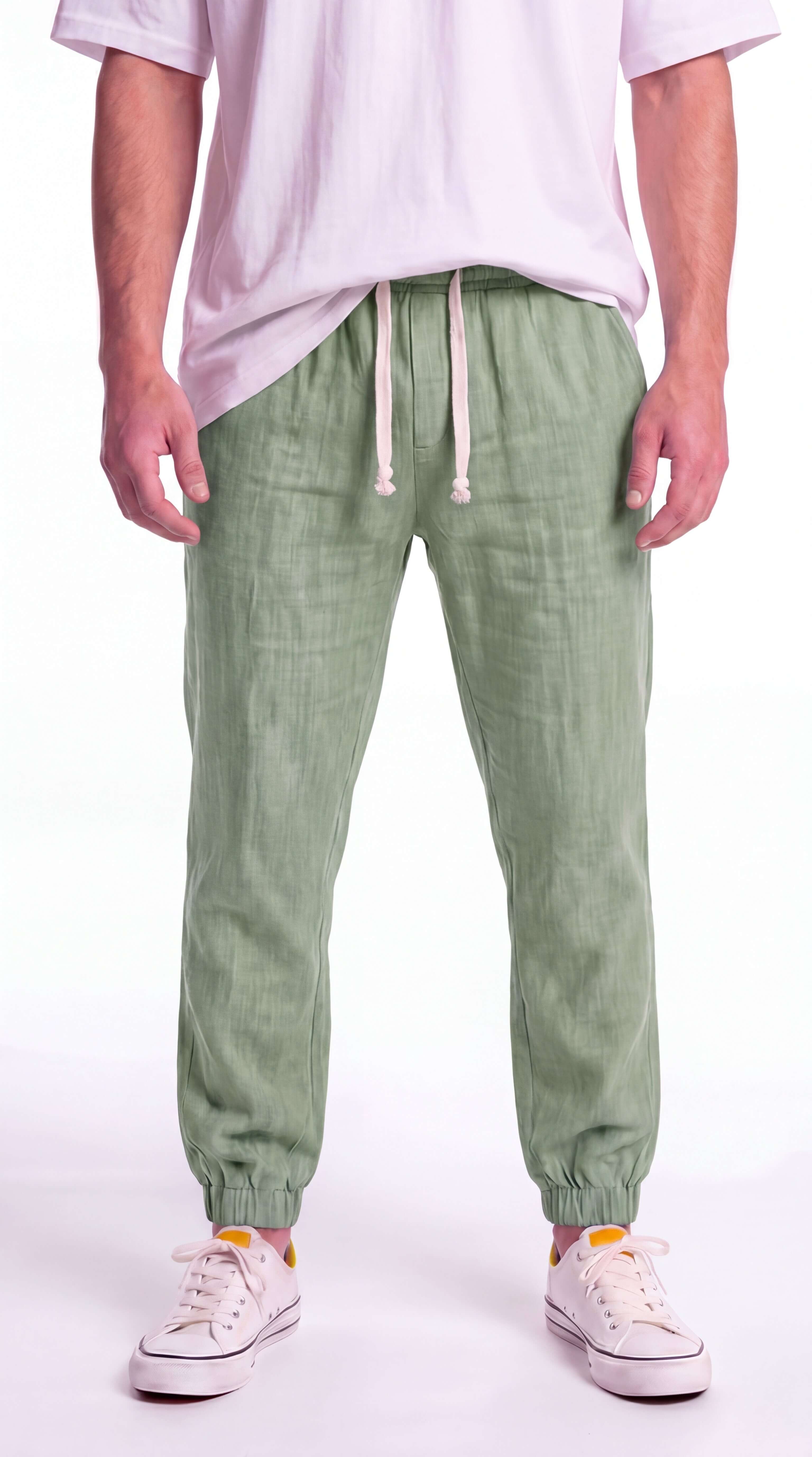 Men's Linen Trousers Wide Leg Relaxed Fit Summer Pants