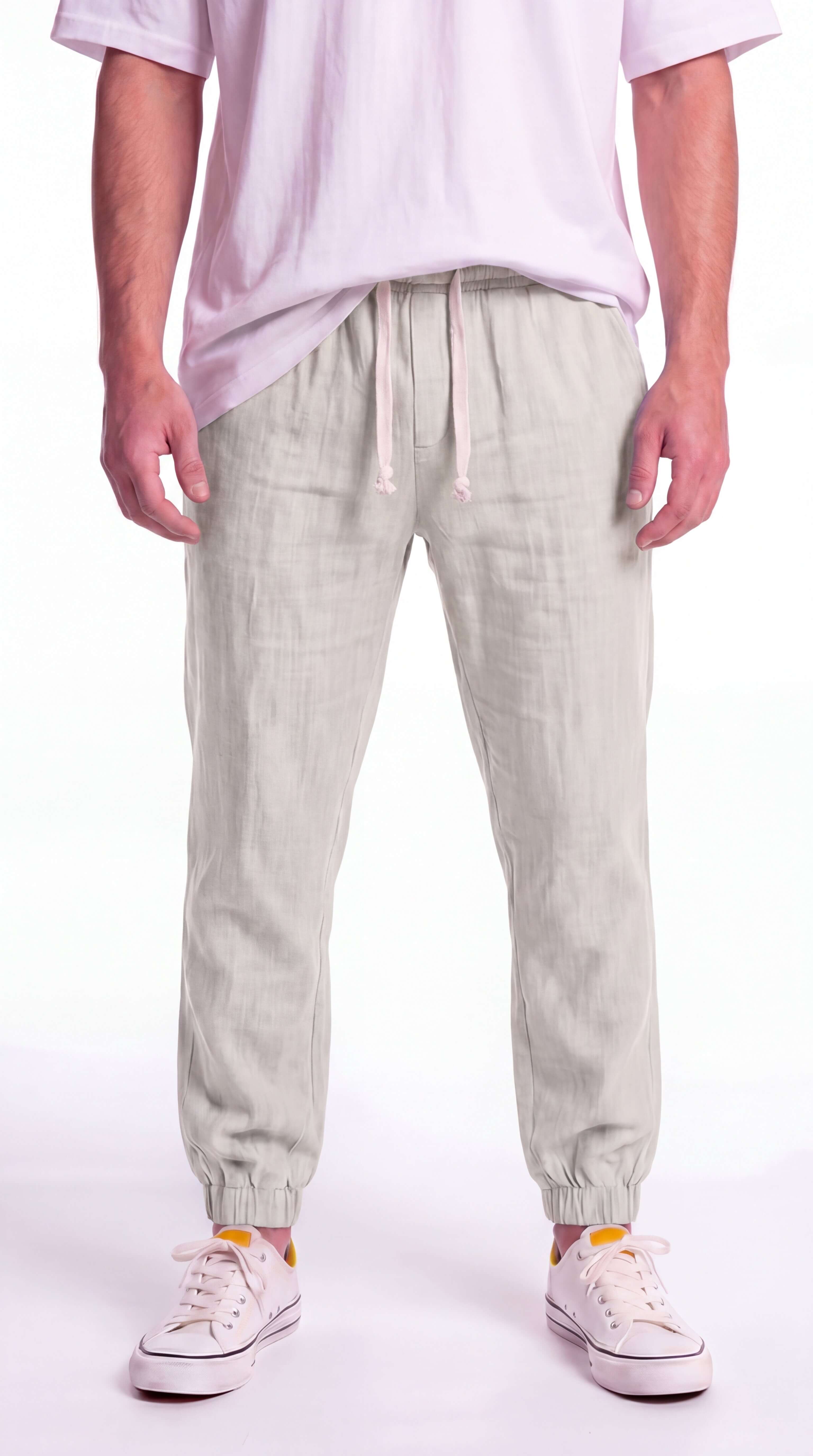 Men's Linen Trousers Wide Leg Relaxed Fit Summer Pants