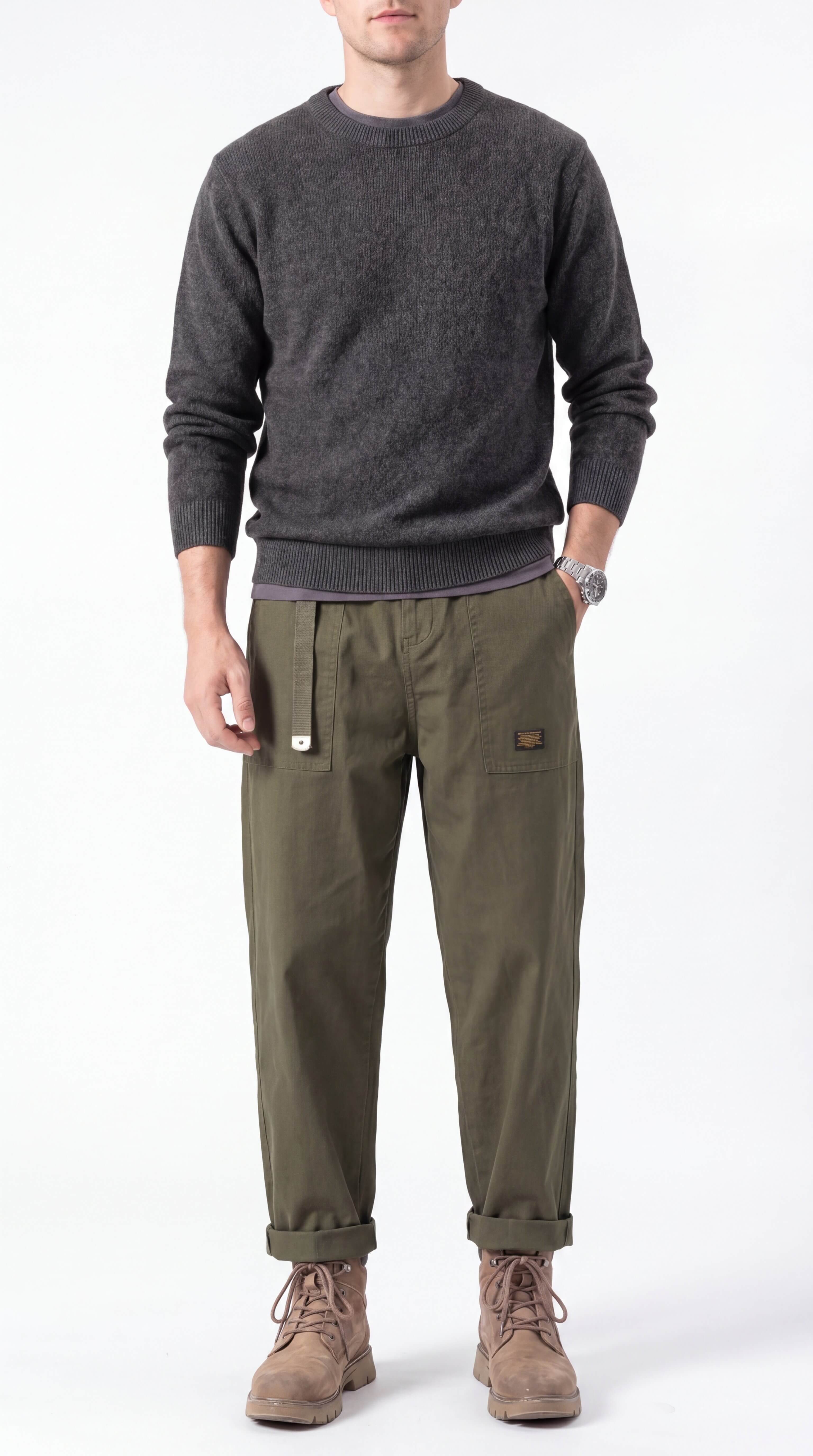 Men's Cargo Trousers Wide Leg Streetwear Relaxed Fit Pants