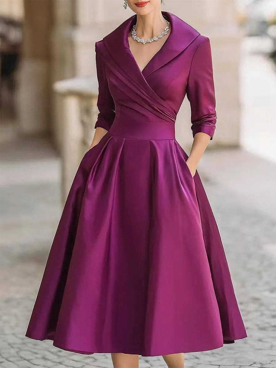 Women's Elegant Midi Dress for Casual Party Evening Wear