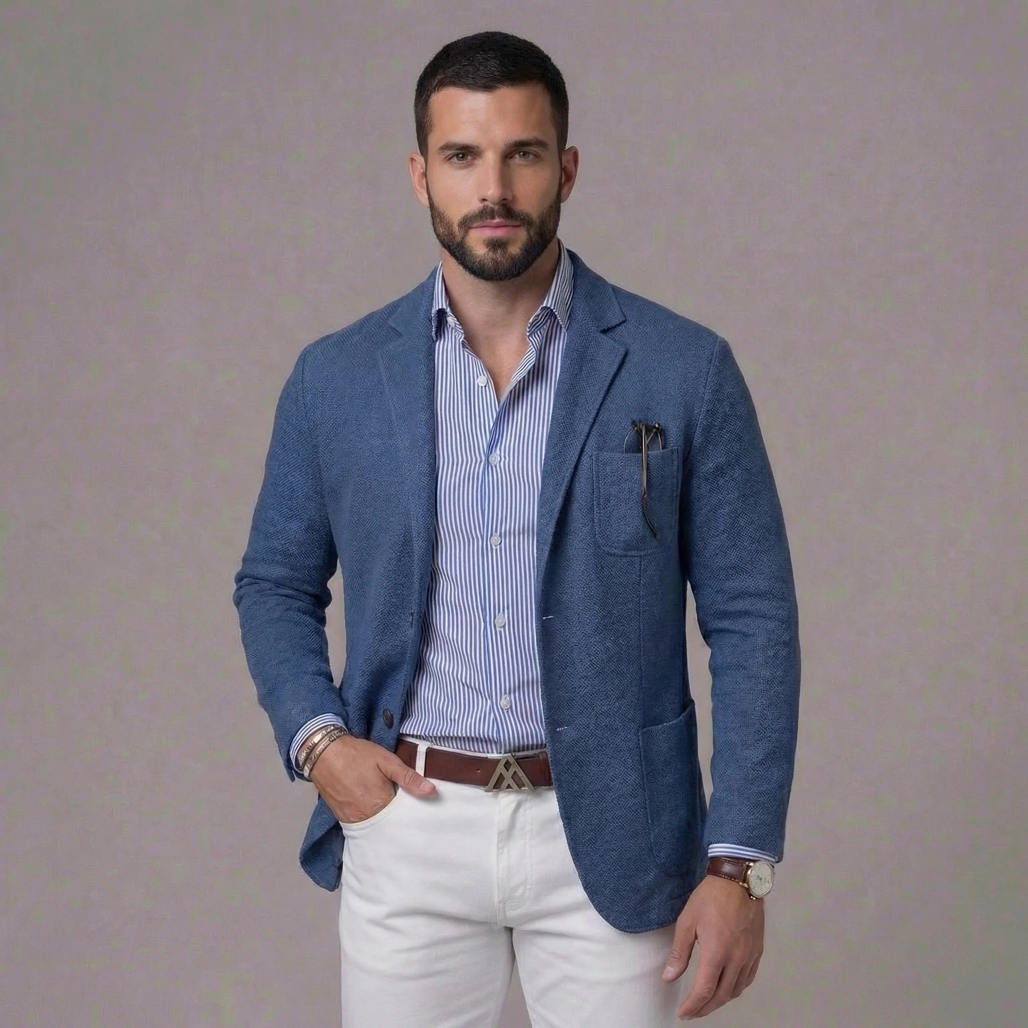 Men's Unstructured Linen Blazer Relaxed Fit Smart Casual Jacket