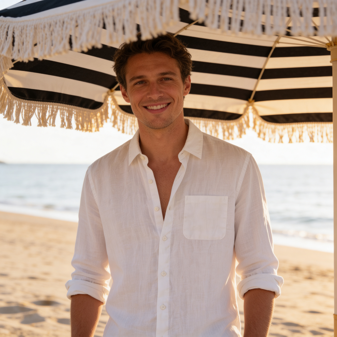 Men's Long Sleeve Linen Shirt Casual Relaxed Fit Summer